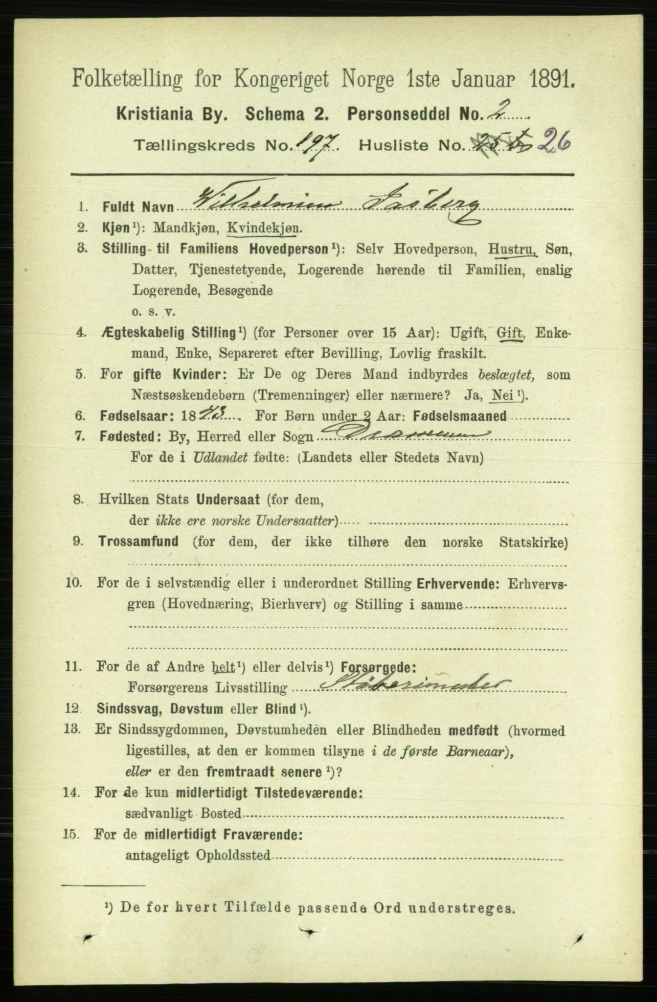 RA, 1891 census for 0301 Kristiania, 1891, p. 119175