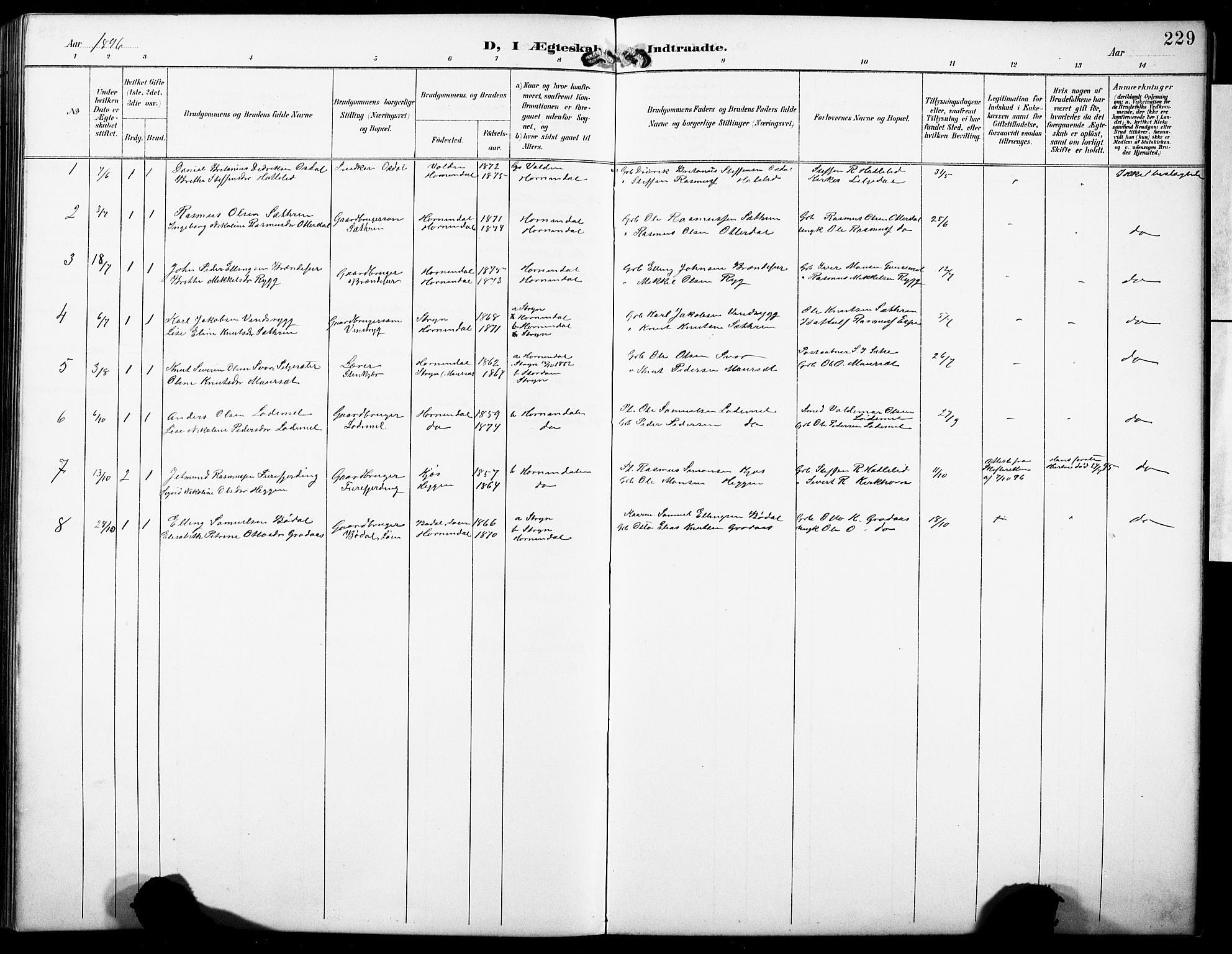 Hornindal sokneprestembete, AV/SAB-A-82401/H/Hab: Parish register (copy) no. A 2, 1894-1927, p. 229