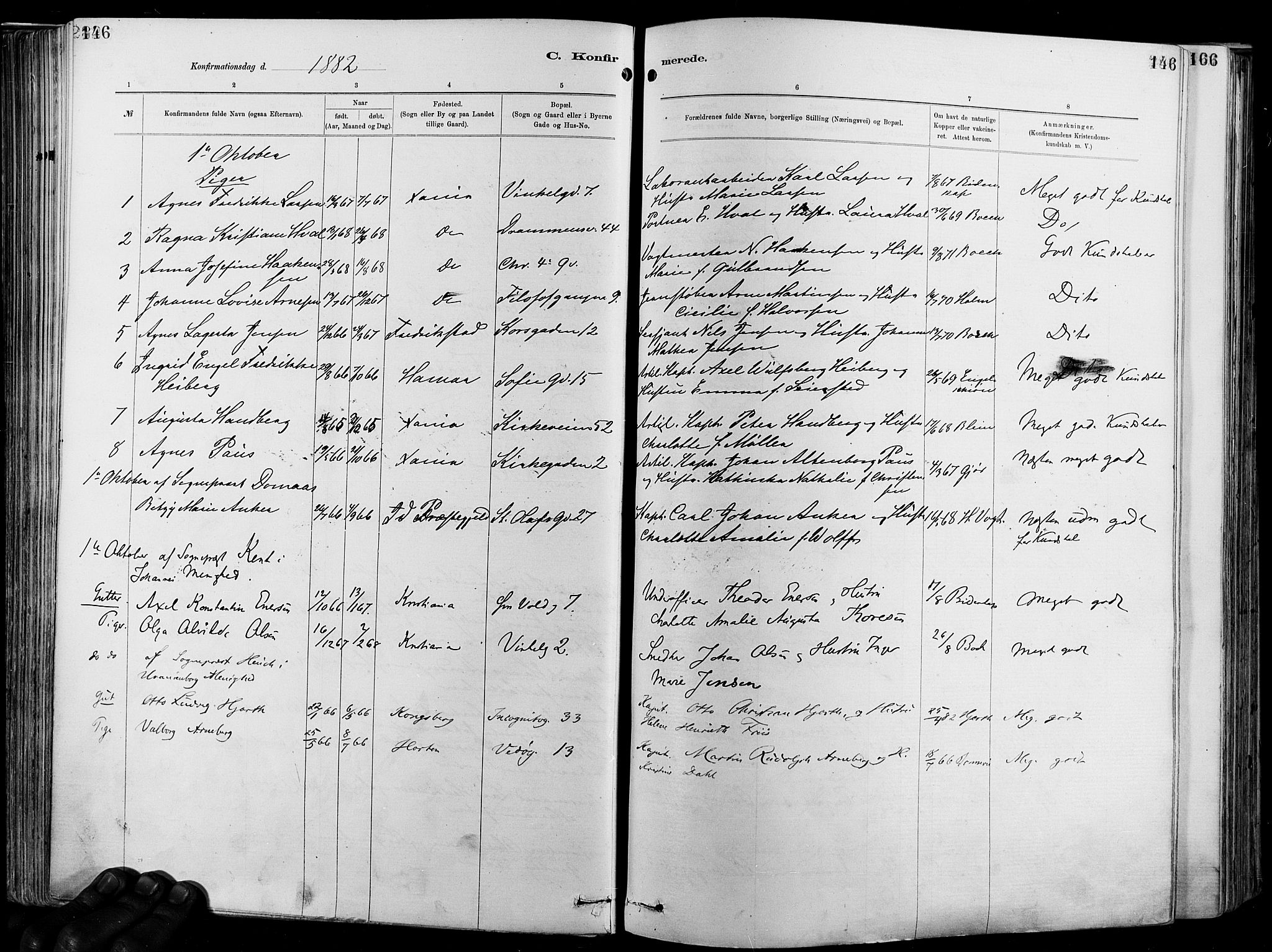 Garnisonsmenigheten Kirkebøker, SAO/A-10846/F/Fa/L0012: Parish register (official) no. 12, 1880-1893, p. 146