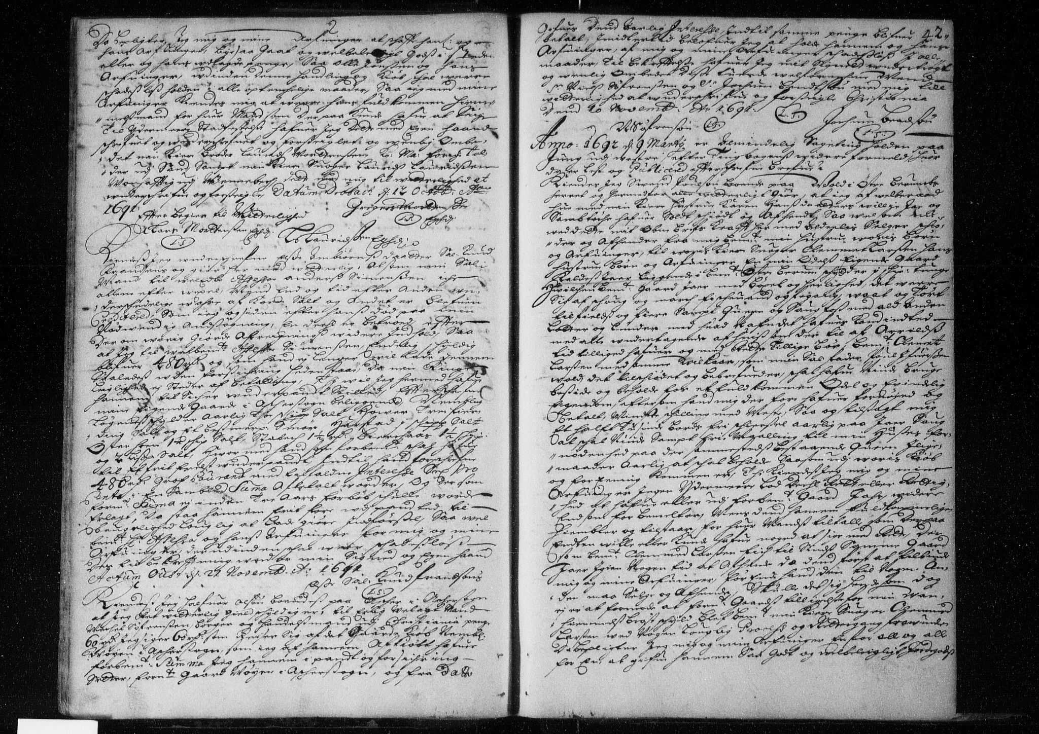 Aker sorenskriveri, AV/SAO-A-10895/G/Gb/Gba/L0000a: Mortgage book no. I I, 1690-1701, p. 42