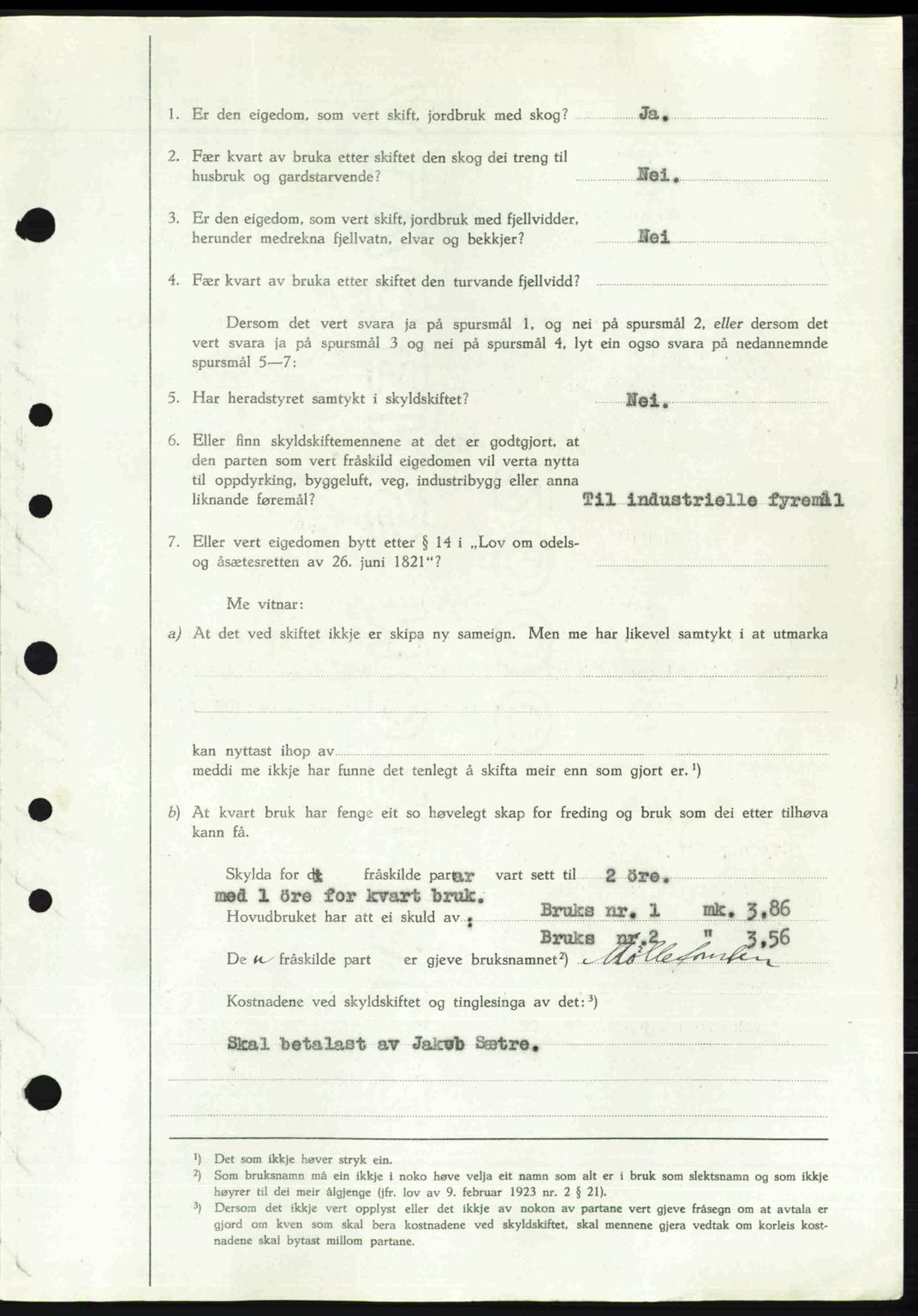 Nordhordland sorenskrivar, AV/SAB-A-2901/1/G/Gb/Gbf/L0032: Mortgage book no. A32, 1947-1947, Diary no: : 2713/1947