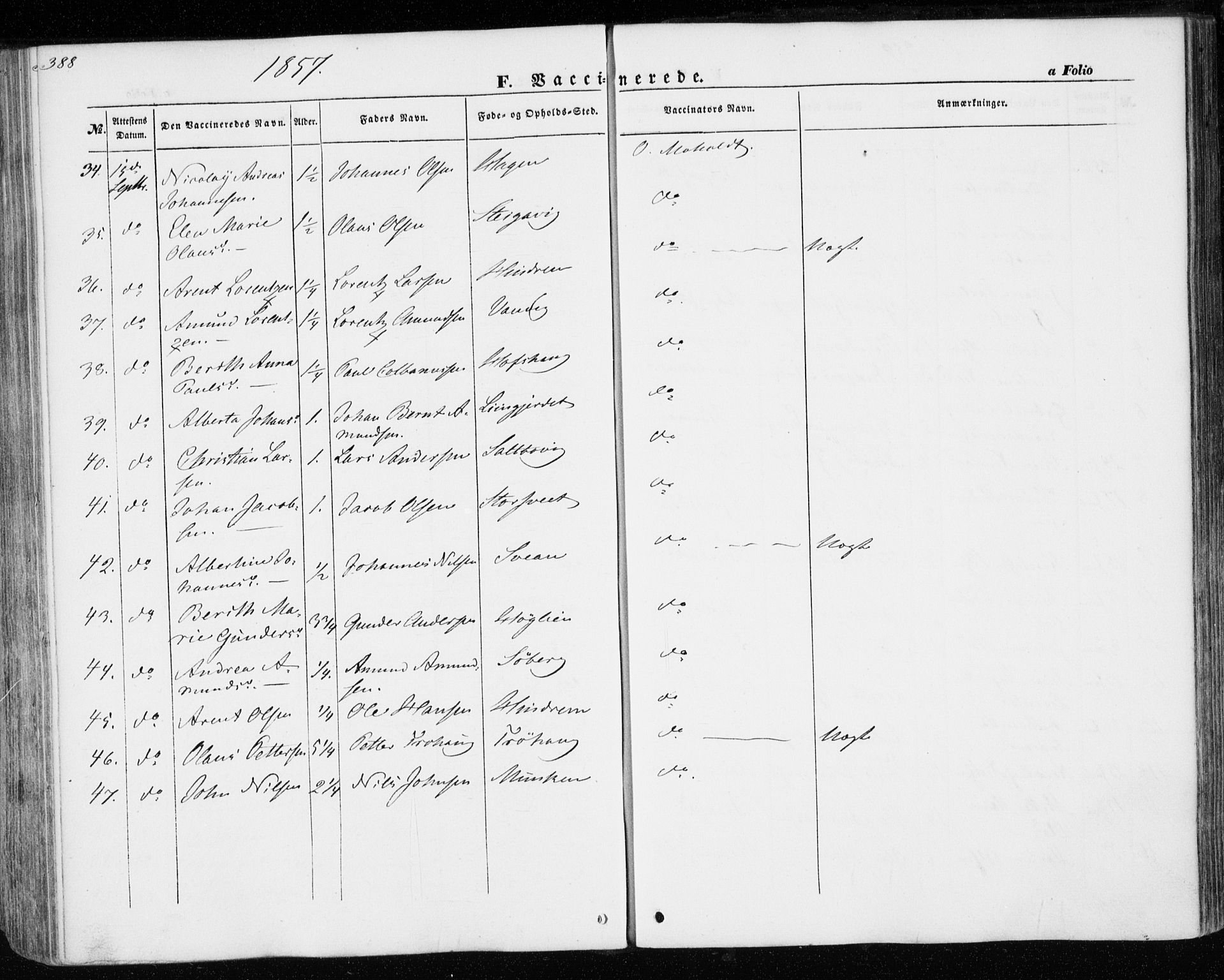 Ministerialprotokoller, klokkerbøker og fødselsregistre - Nord-Trøndelag, SAT/A-1458/701/L0008: Parish register (official) no. 701A08 /1, 1854-1863, p. 388