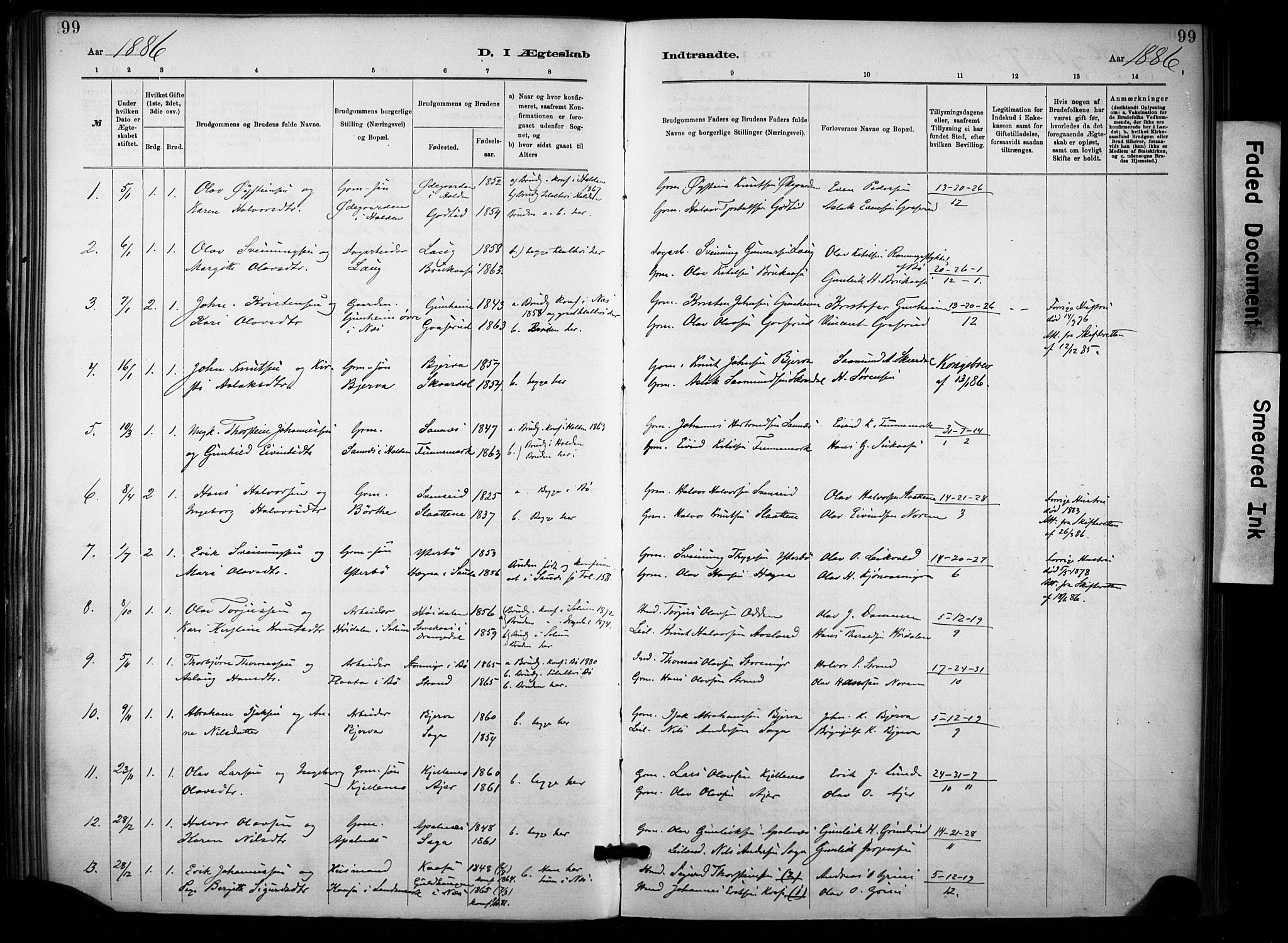 Lunde kirkebøker, SAKO/A-282/F/Fa/L0002: Parish register (official) no. I 2, 1884-1892, p. 99