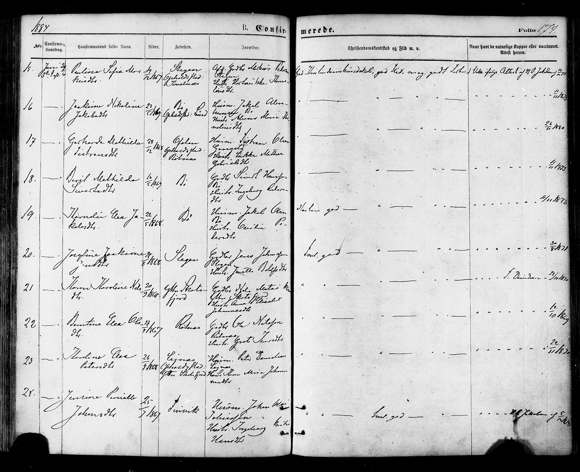 Ministerialprotokoller, klokkerbøker og fødselsregistre - Nordland, SAT/A-1459/855/L0802: Parish register (official) no. 855A10, 1875-1886, p. 174