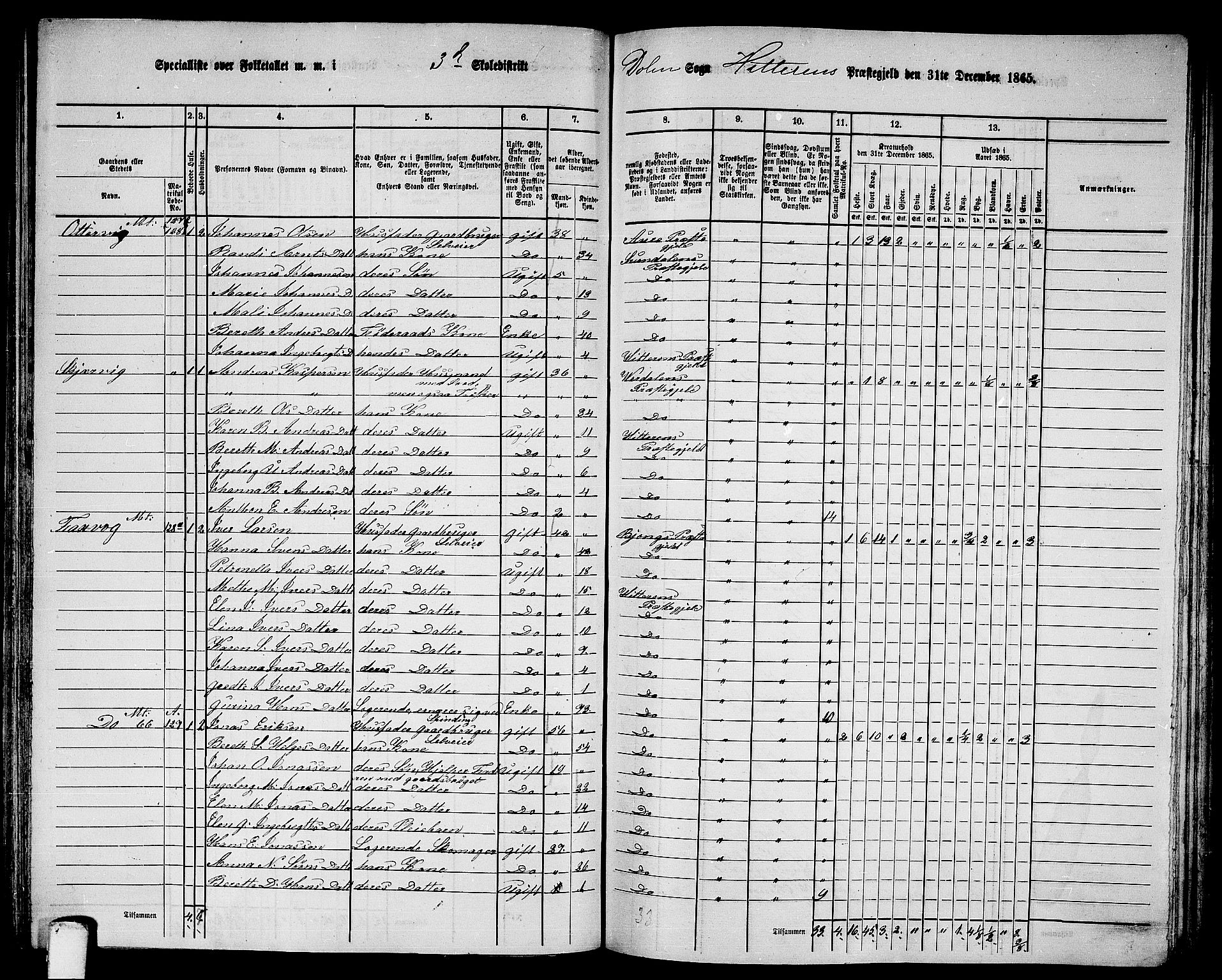 RA, 1865 census for Hitra, 1865, p. 161