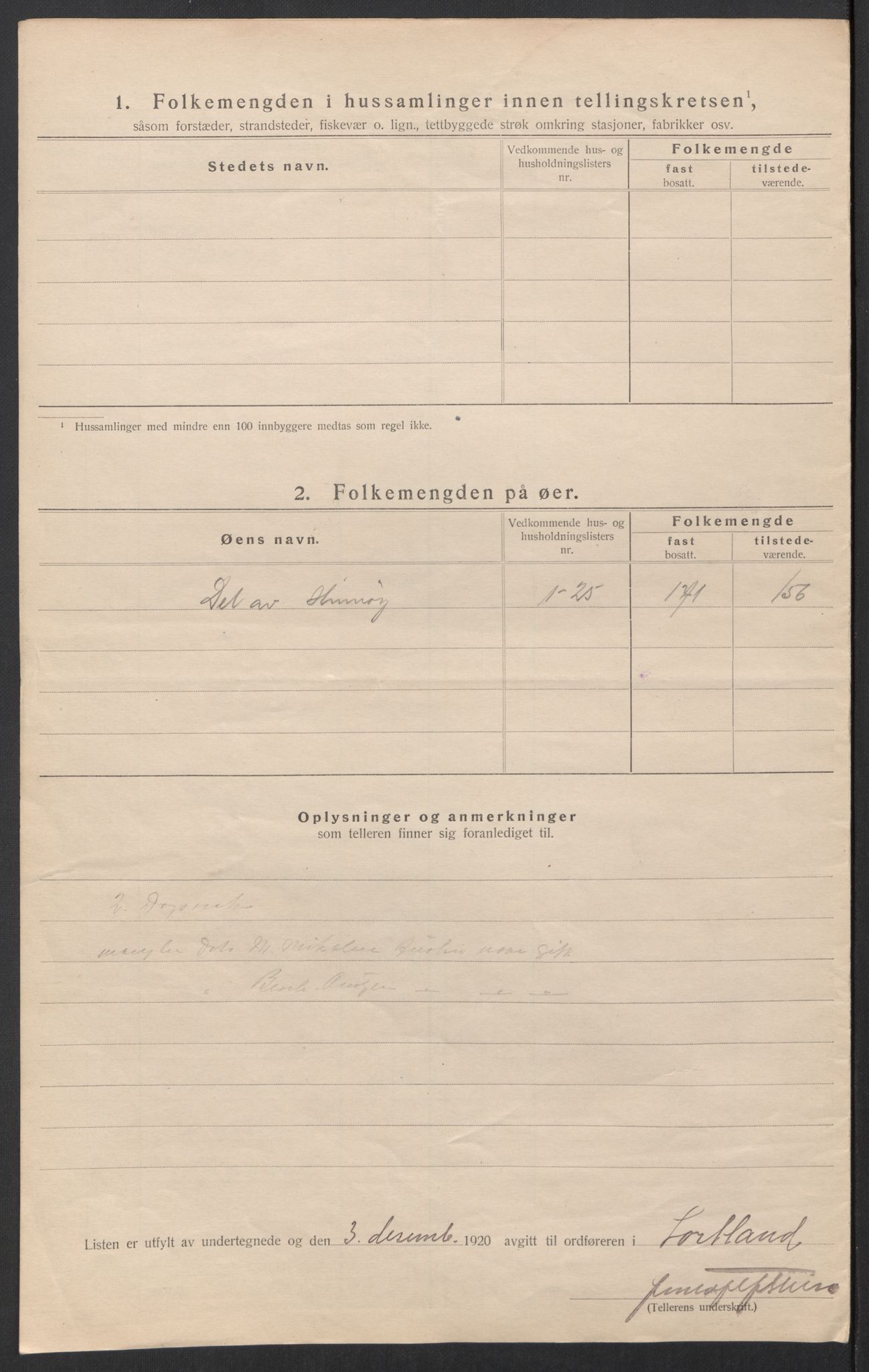 SAT, 1920 census for Sortland, 1920, p. 37