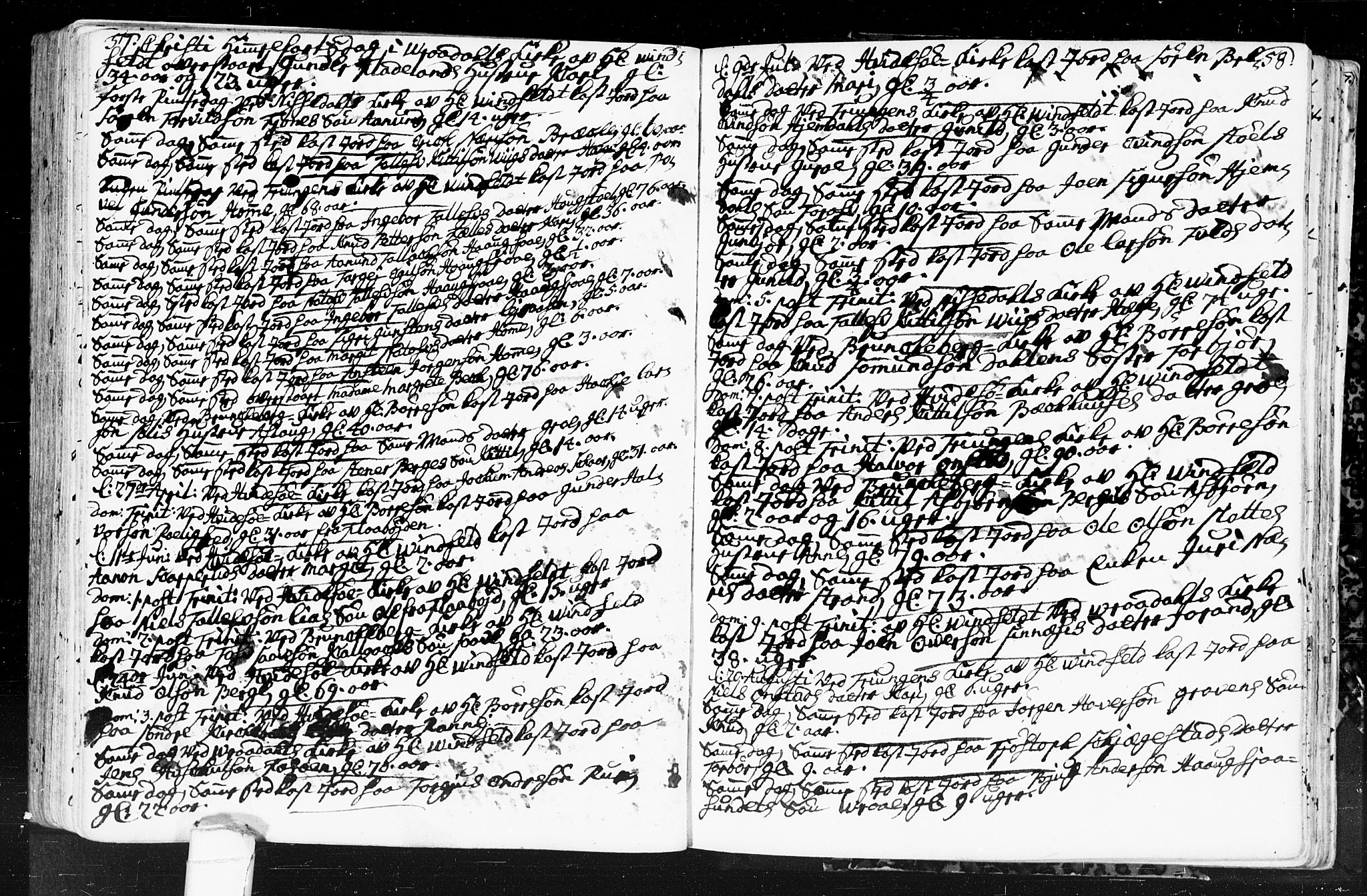 Kviteseid kirkebøker, SAKO/A-276/F/Fa/L0001: Parish register (official) no. I 1, 1754-1773, p. 57-58
