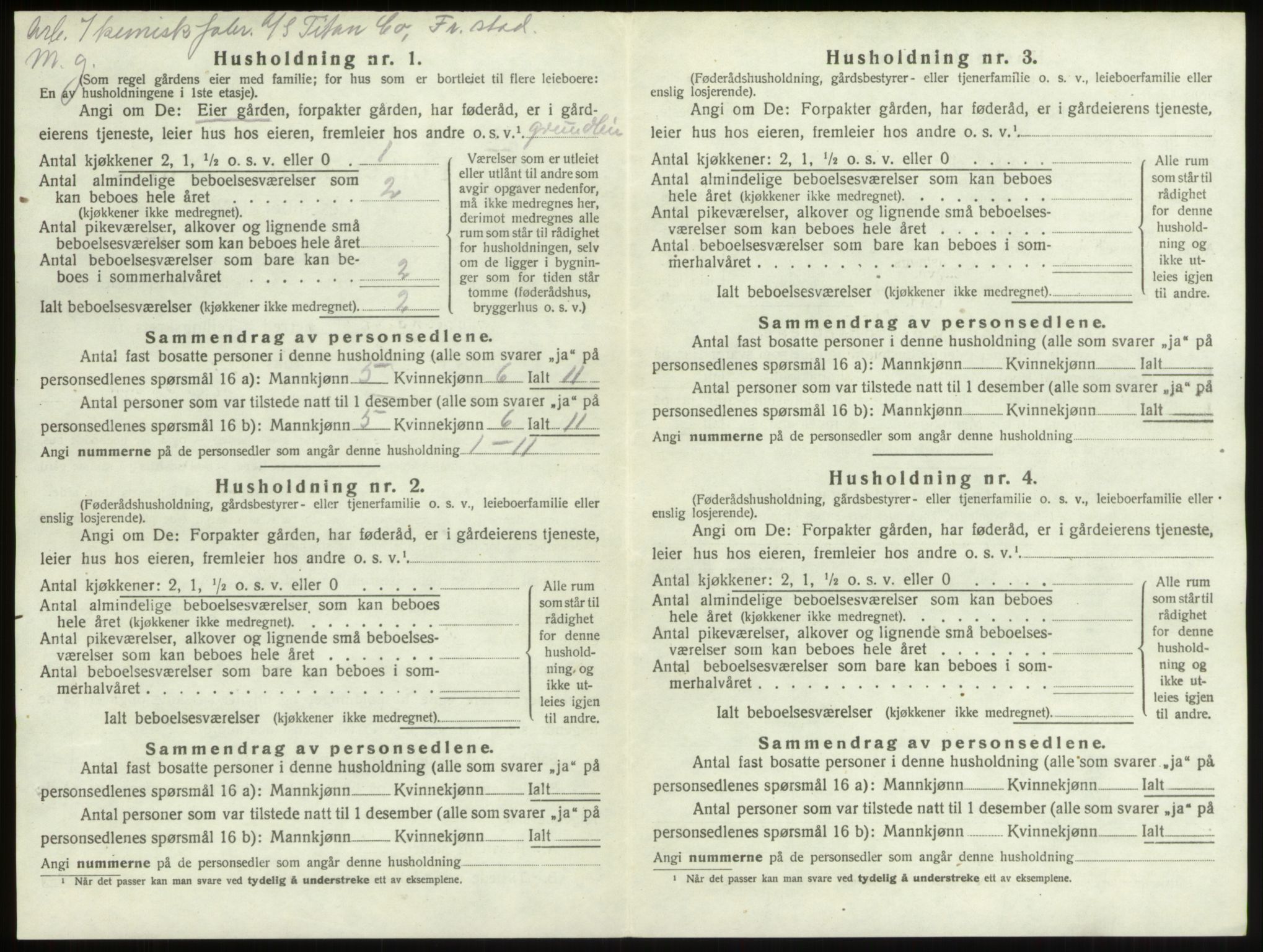 SAO, 1920 census for Borge, 1920, p. 261