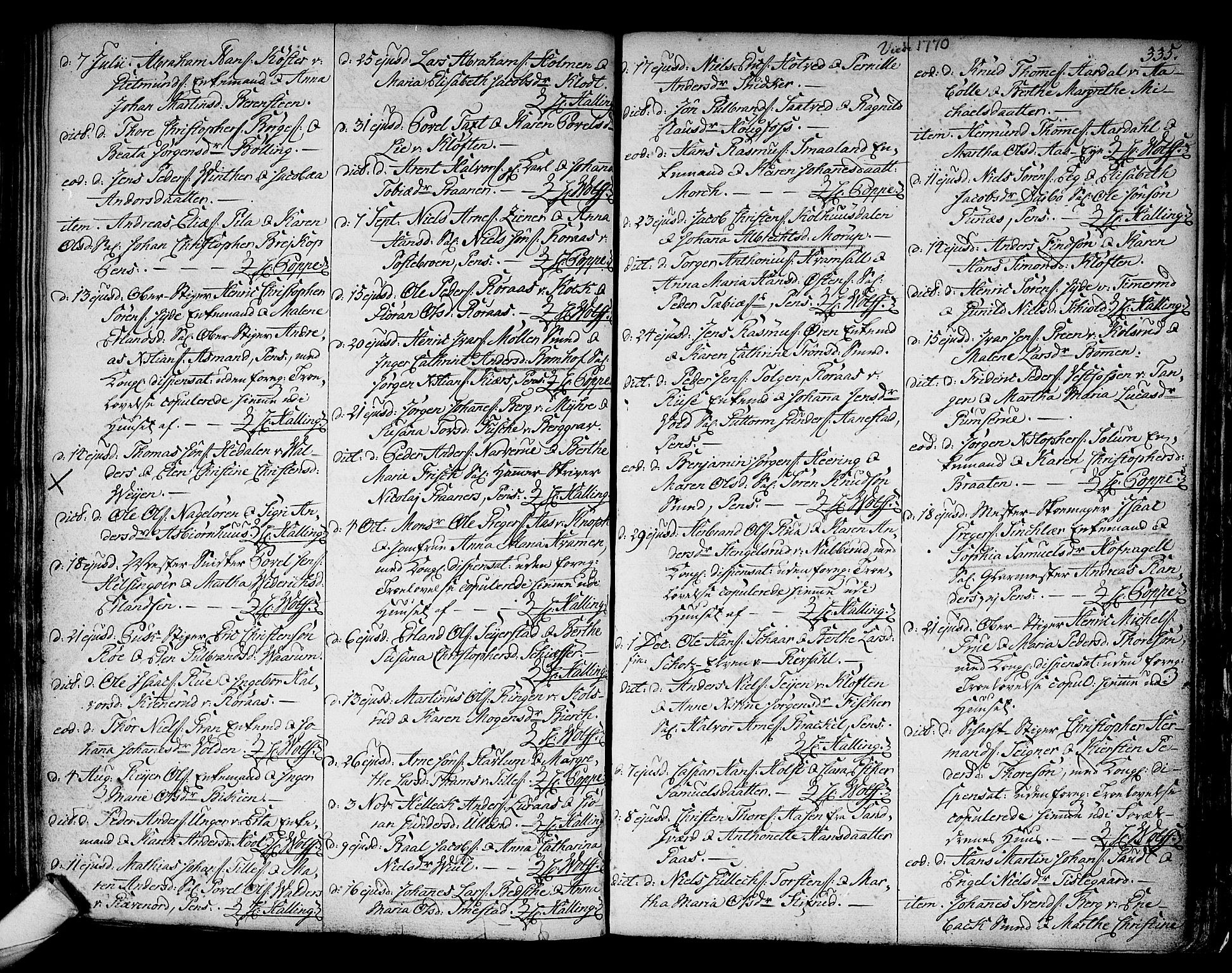 Kongsberg kirkebøker, SAKO/A-22/F/Fa/L0005: Parish register (official) no. I 5, 1769-1782, p. 335