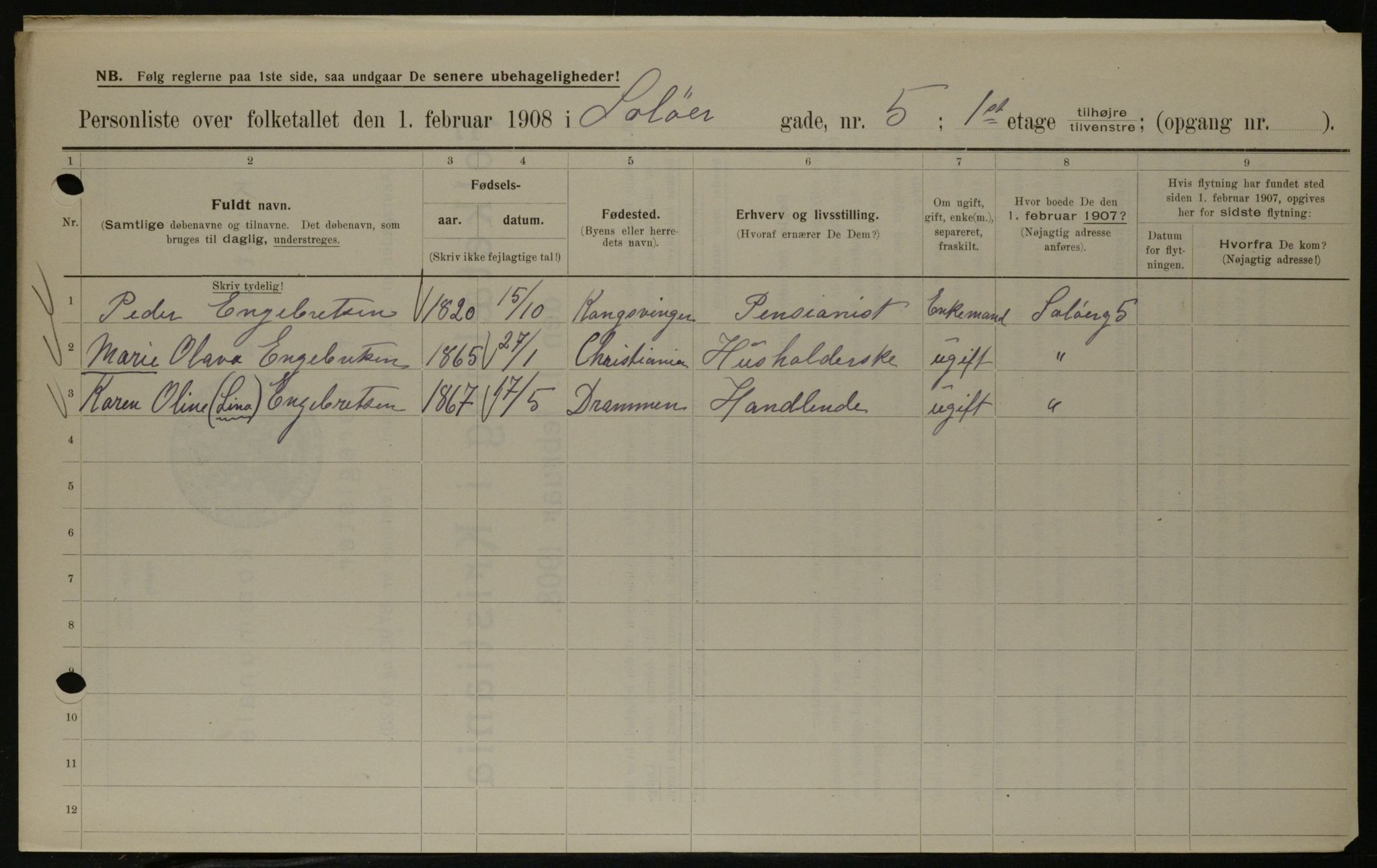 OBA, Municipal Census 1908 for Kristiania, 1908, p. 89848