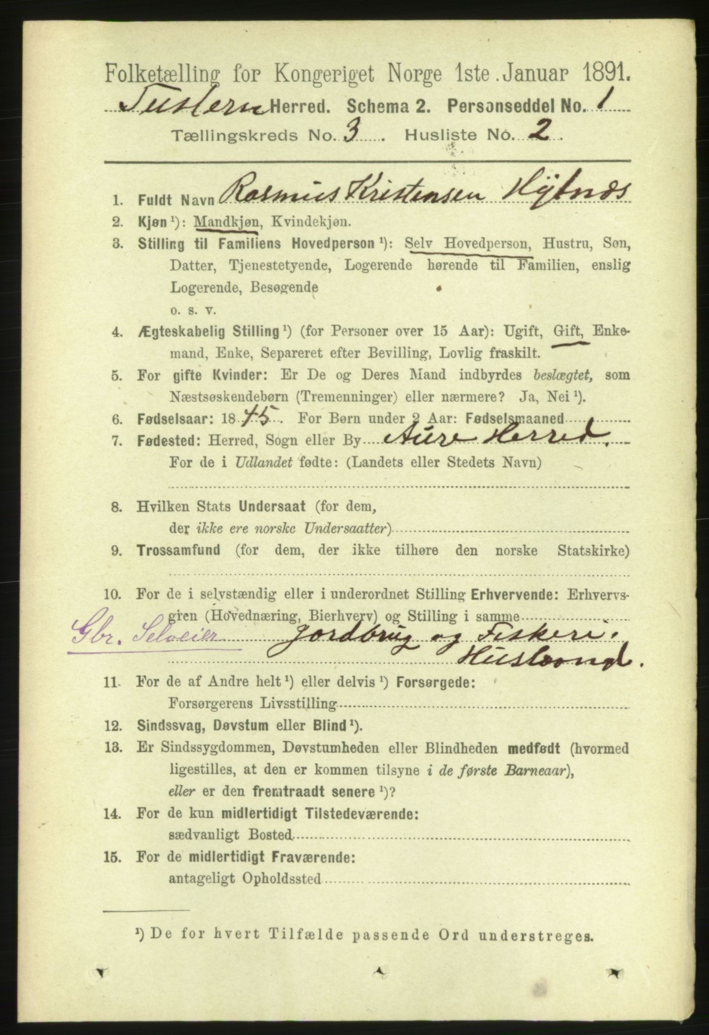 RA, 1891 census for 1572 Tustna, 1891, p. 957