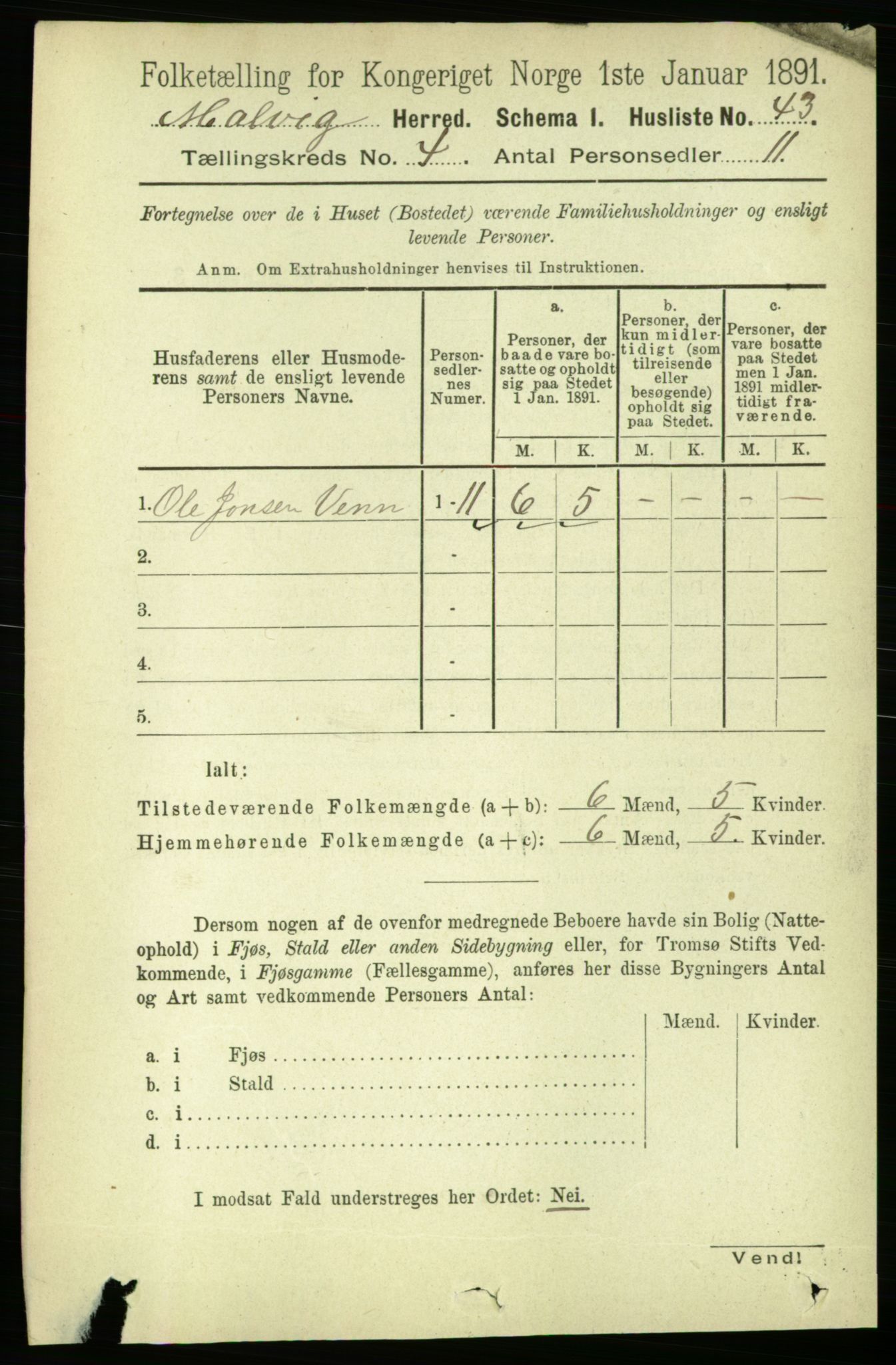 RA, 1891 census for 1663 Malvik, 1891, p. 2687