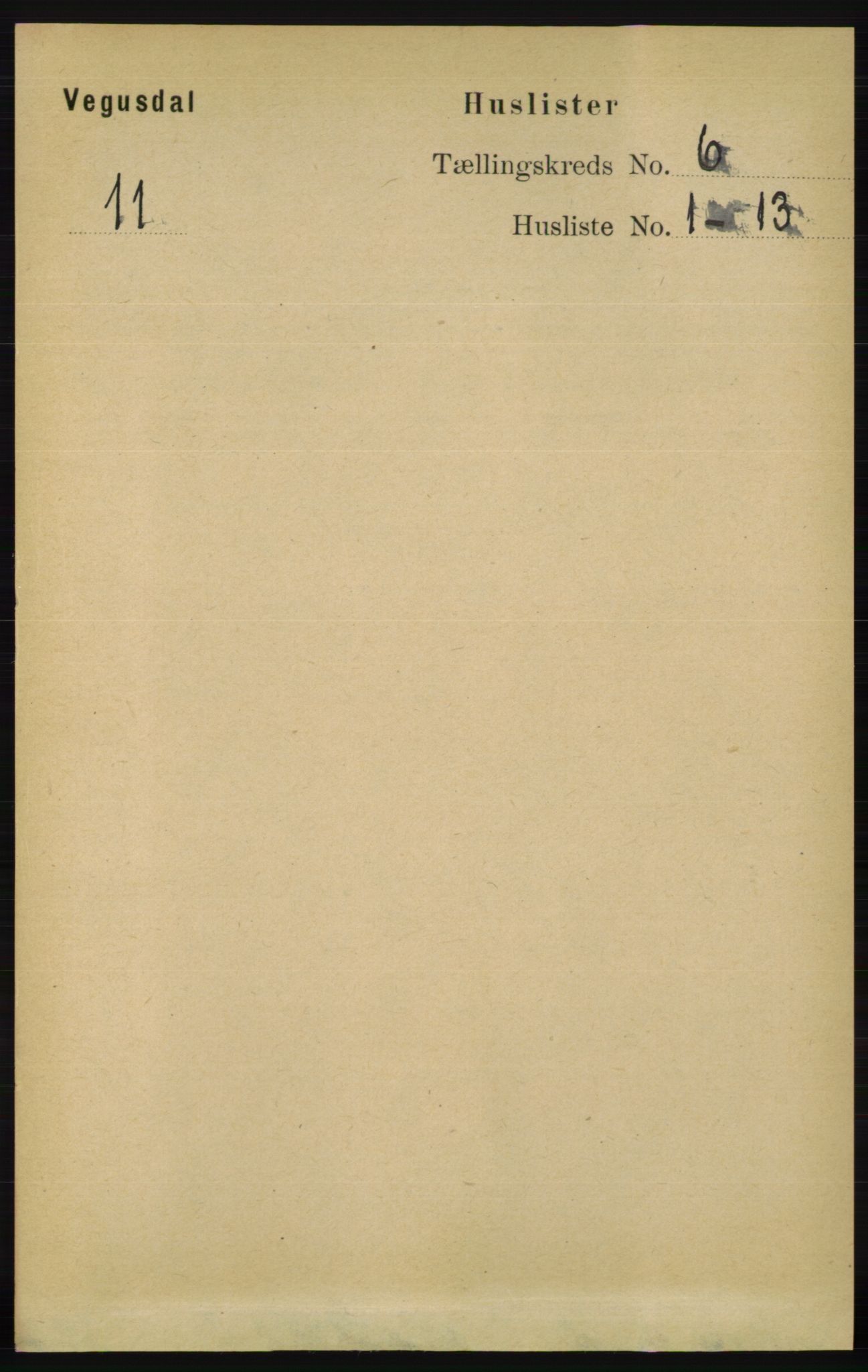 RA, 1891 census for 0934 Vegusdal, 1891, p. 1063