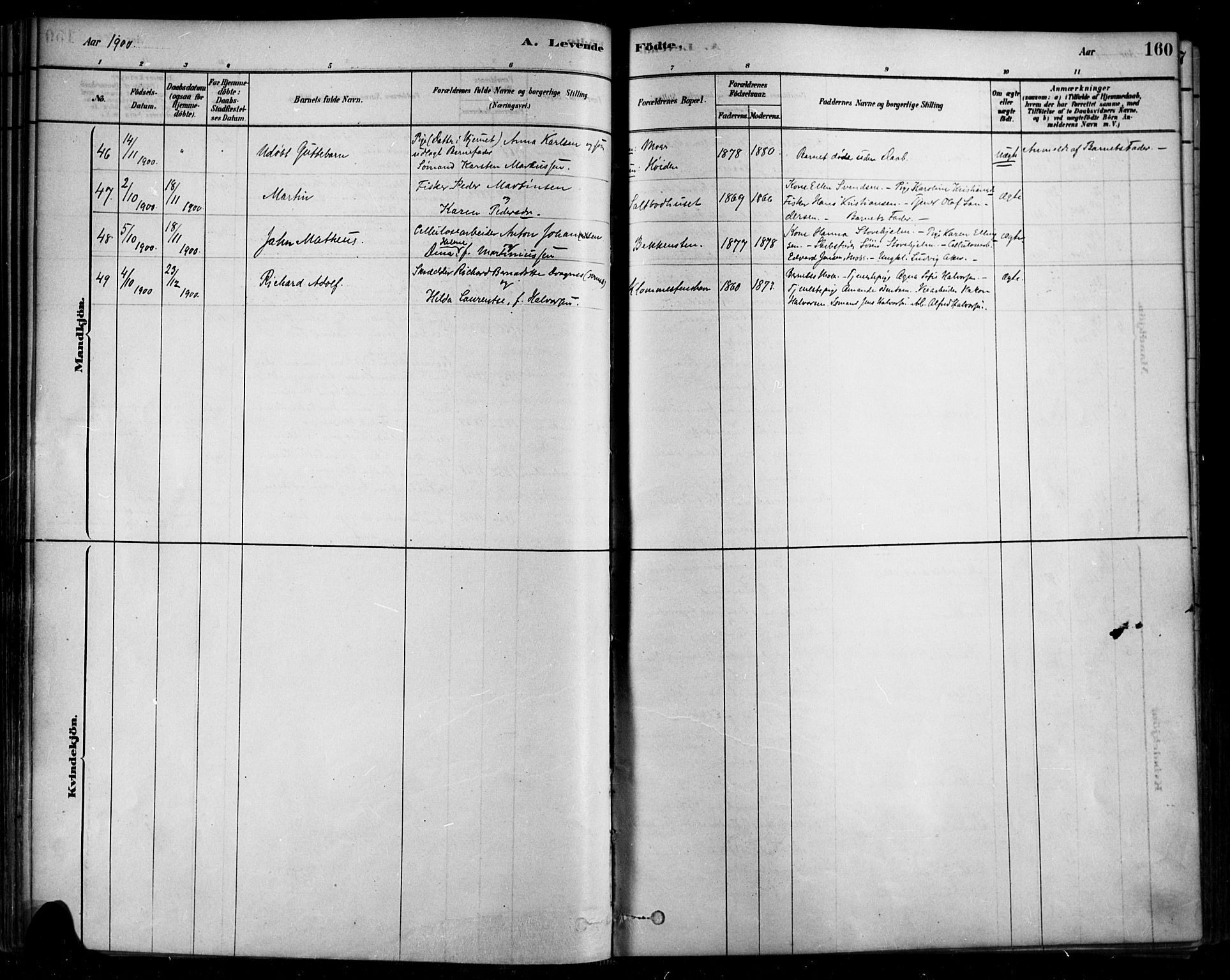 Rygge prestekontor Kirkebøker, SAO/A-10084b/F/Fa/L0007: Parish register (official) no. 7, 1878-1904, p. 160