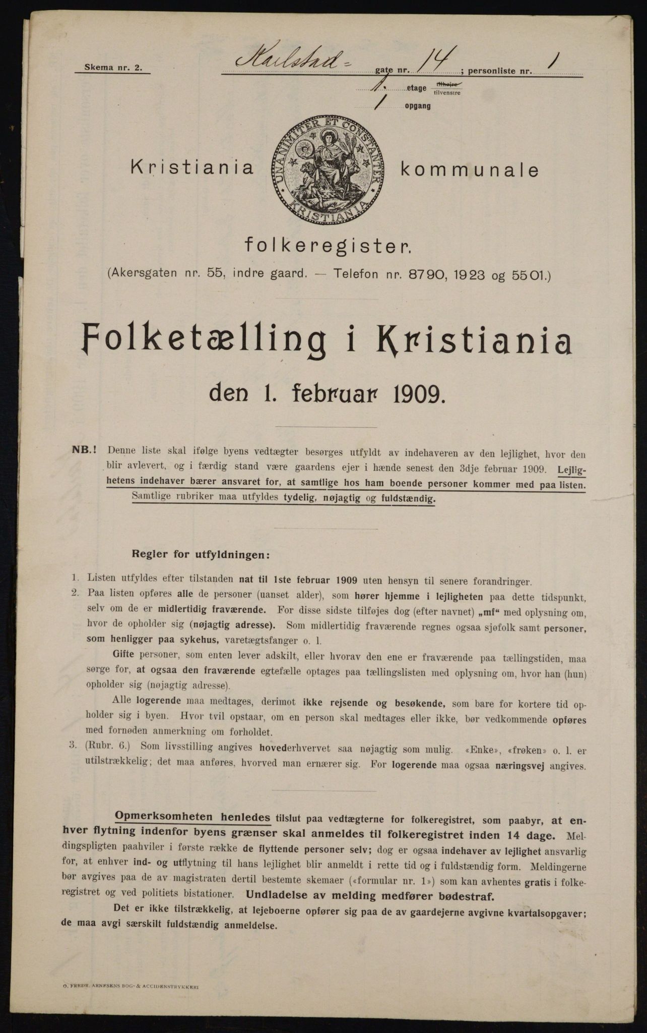 OBA, Municipal Census 1909 for Kristiania, 1909, p. 44846