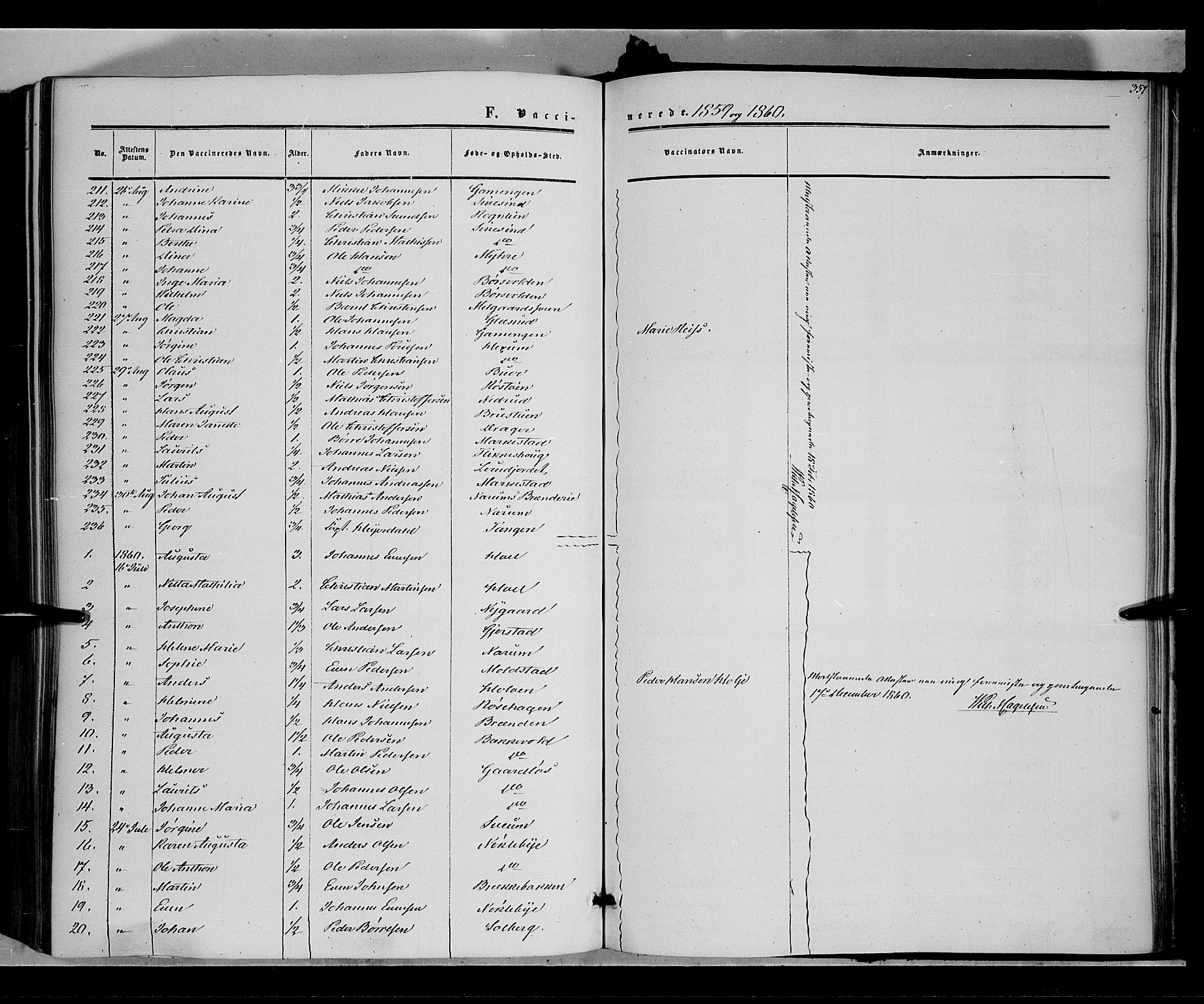 Vestre Toten prestekontor, SAH/PREST-108/H/Ha/Haa/L0006: Parish register (official) no. 6, 1856-1861, p. 357