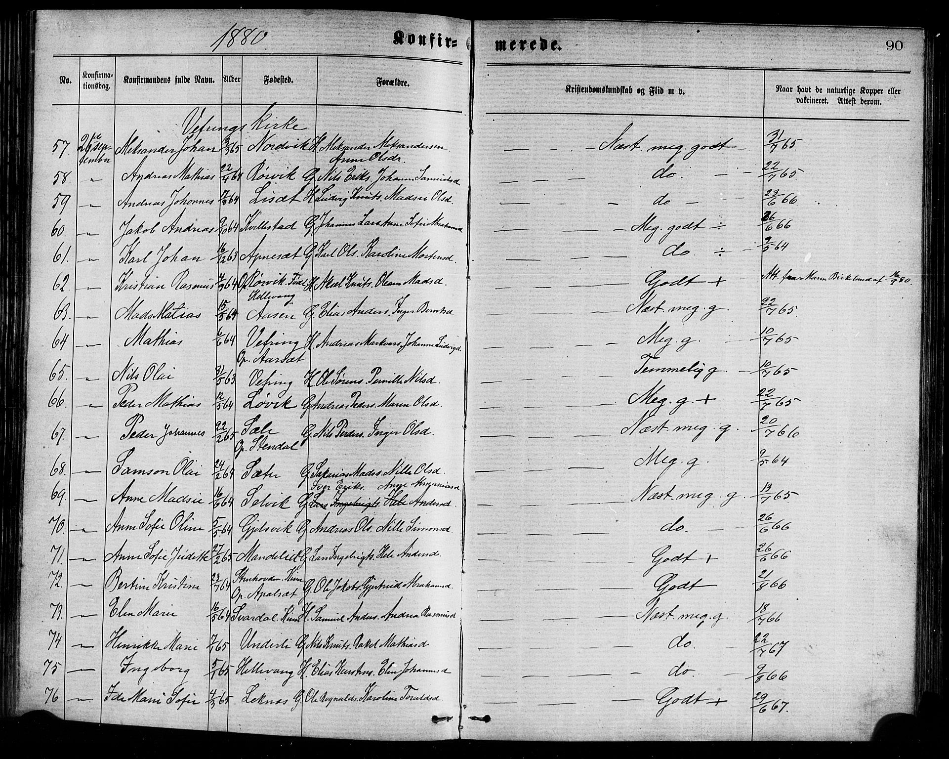 Førde sokneprestembete, AV/SAB-A-79901/H/Haa/Haaa/L0011: Parish register (official) no. A 11, 1877-1880, p. 90