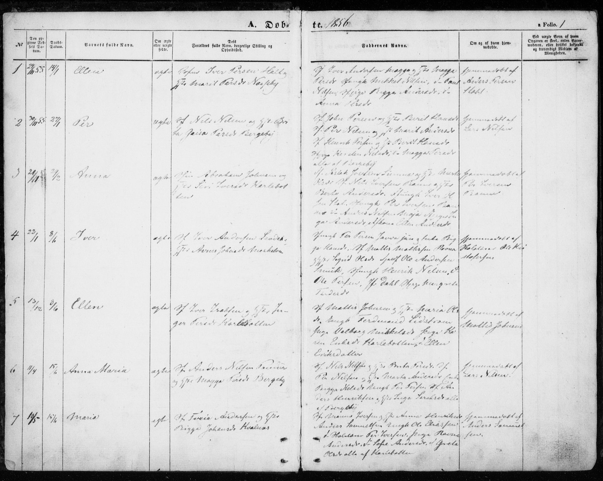 Nesseby sokneprestkontor, SATØ/S-1330/H/Ha/L0002kirke: Parish register (official) no. 2, 1856-1864, p. 1