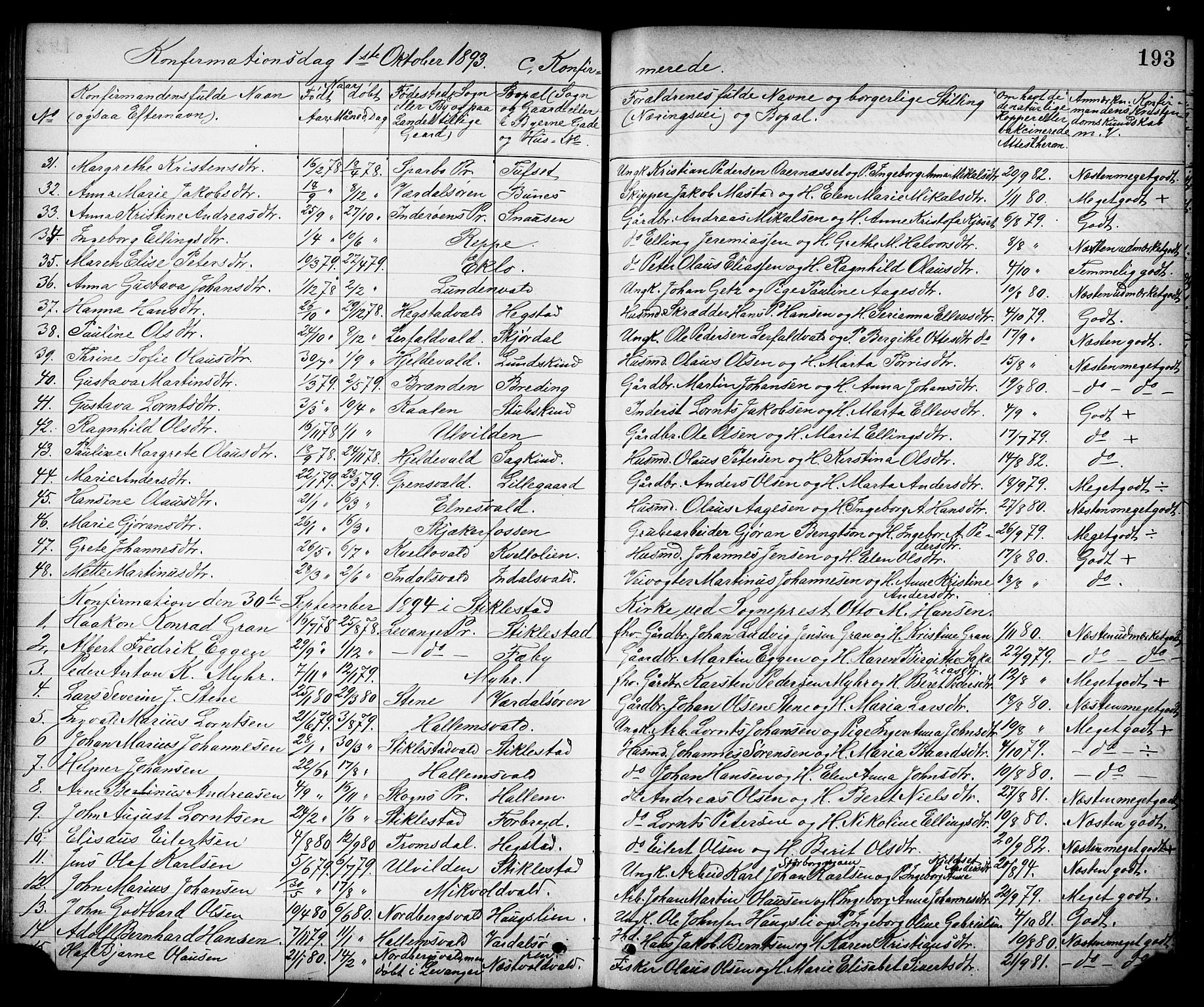 Ministerialprotokoller, klokkerbøker og fødselsregistre - Nord-Trøndelag, SAT/A-1458/723/L0257: Parish register (copy) no. 723C05, 1890-1907, p. 193