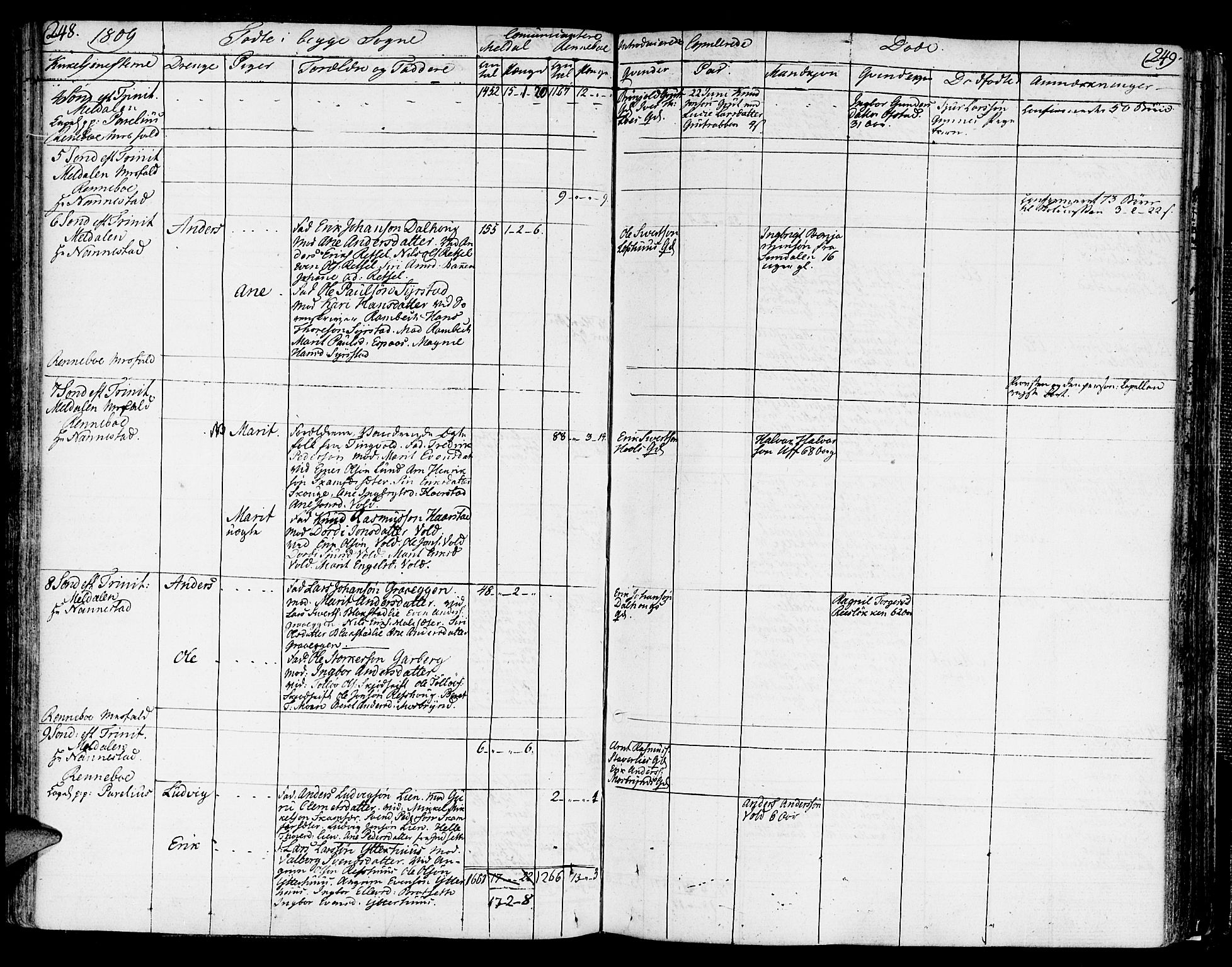 Ministerialprotokoller, klokkerbøker og fødselsregistre - Sør-Trøndelag, AV/SAT-A-1456/672/L0852: Parish register (official) no. 672A05, 1776-1815, p. 248-249