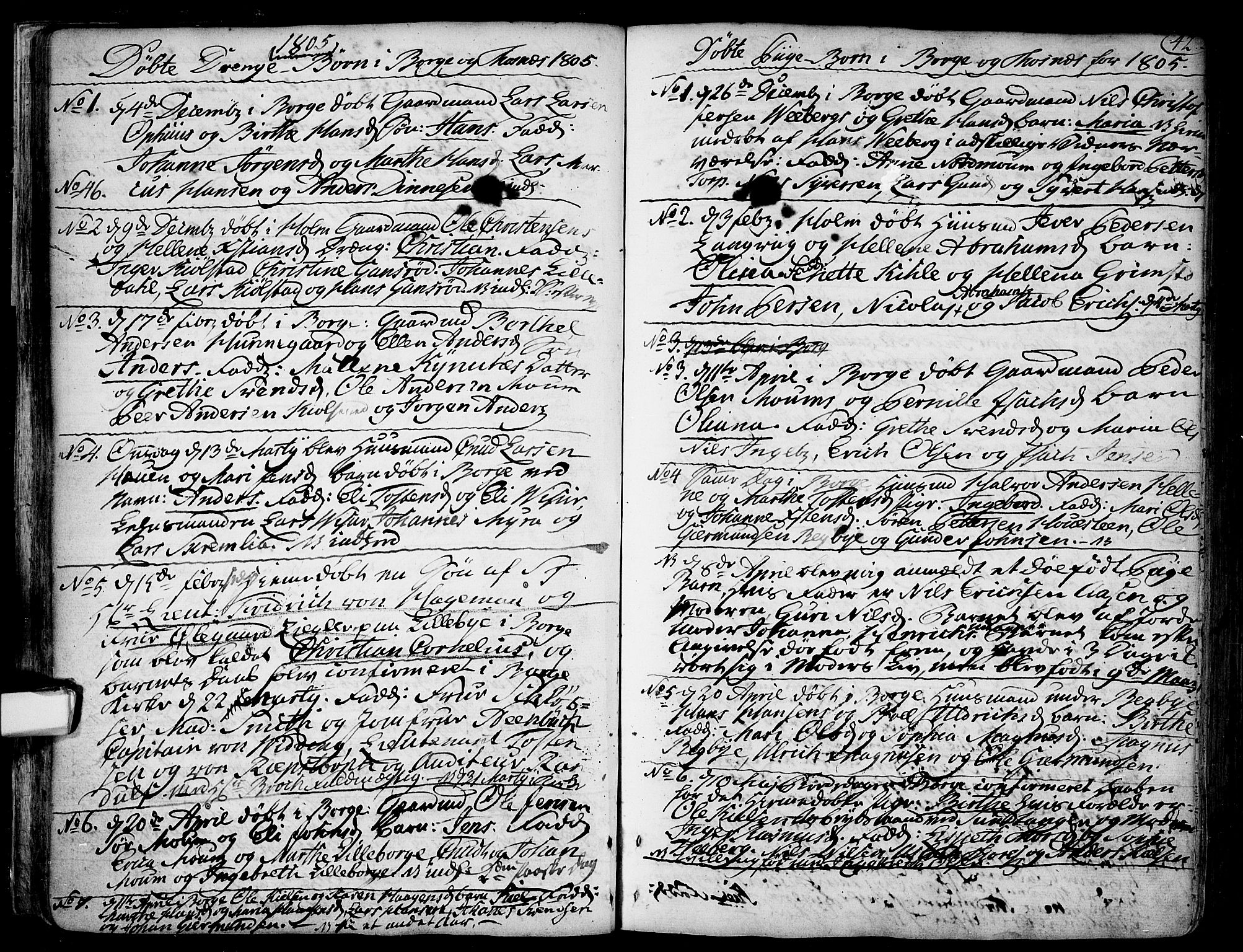 Borge prestekontor Kirkebøker, SAO/A-10903/F/Fa/L0002: Parish register (official) no. I 2, 1791-1817, p. 42