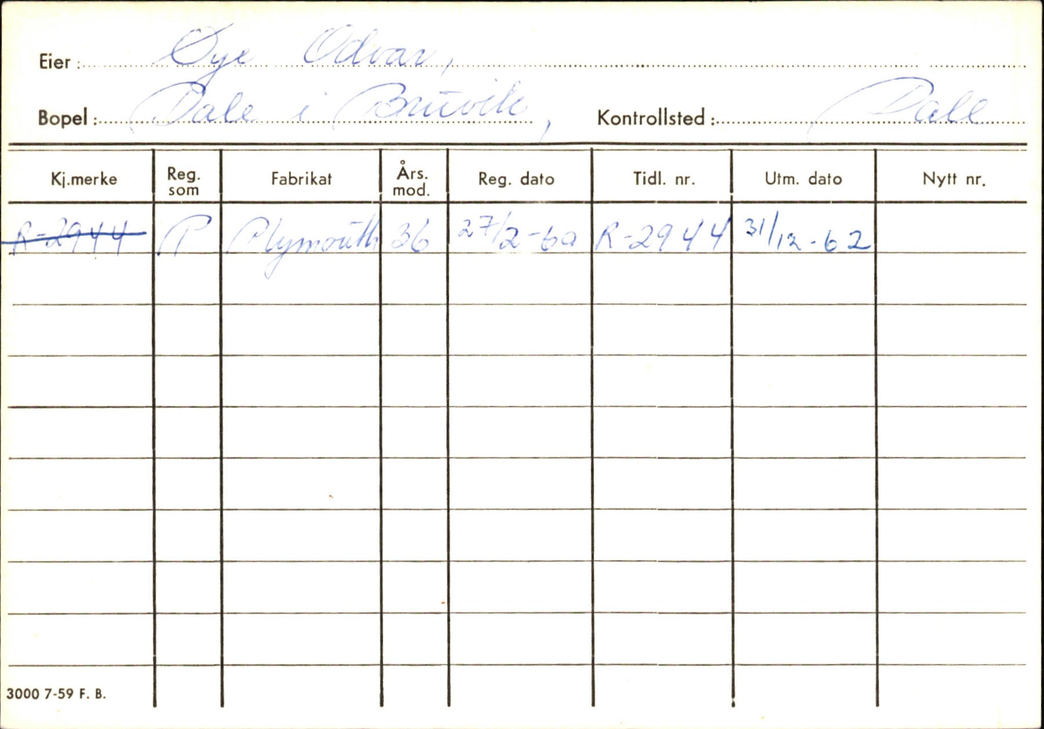 Statens vegvesen, Hordaland vegkontor, AV/SAB-A-5201/2/Ha/L0062: R-eierkort Ø-Å, 1920-1971, p. 29