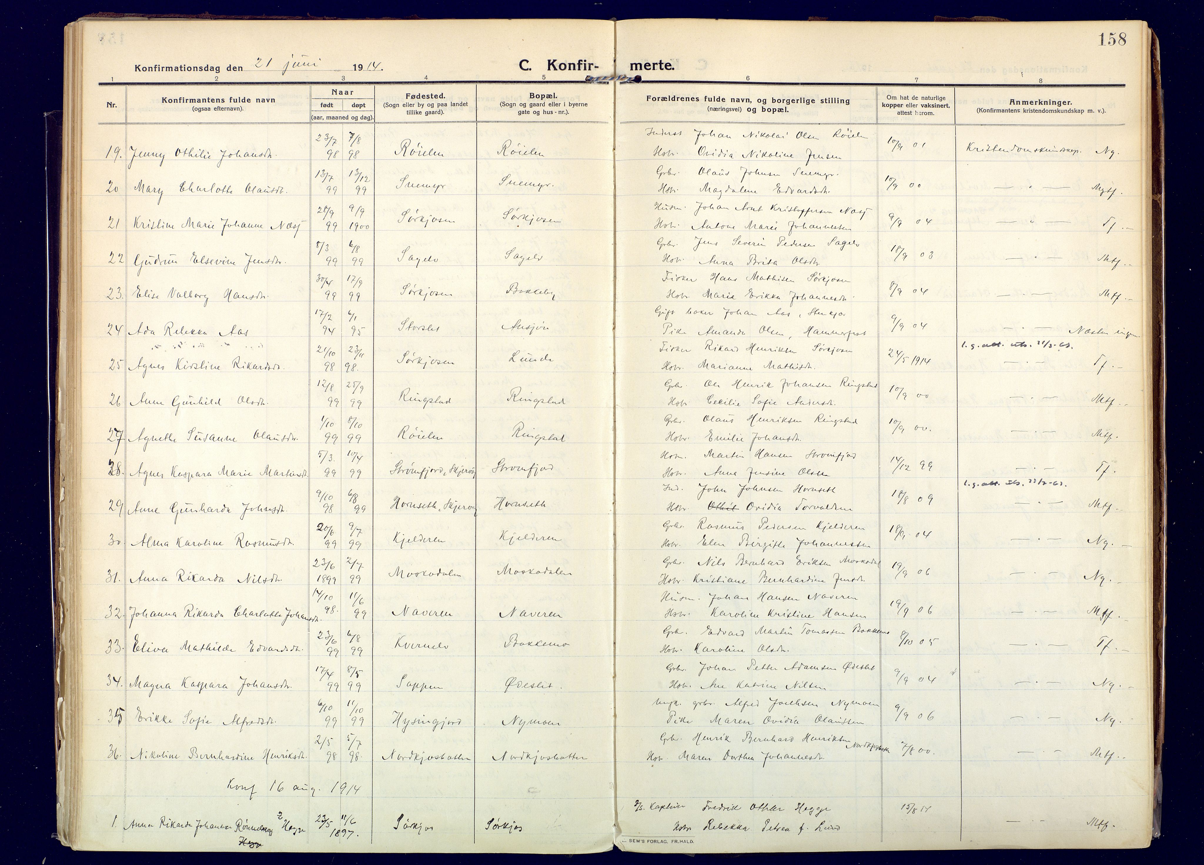 Skjervøy sokneprestkontor, AV/SATØ-S-1300/H/Ha/Haa: Parish register (official) no. 20, 1911-1931, p. 158