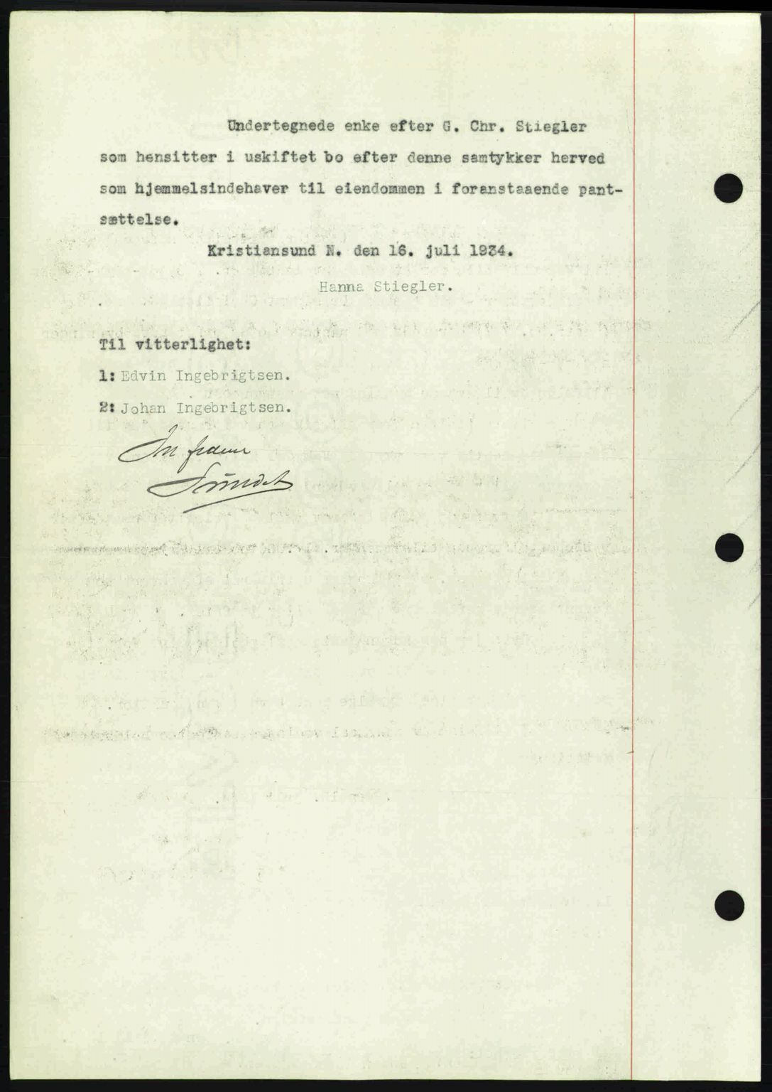 Kristiansund byfogd, AV/SAT-A-4587/A/27: Mortgage book no. 27, 1933-1934, Deed date: 20.07.1934