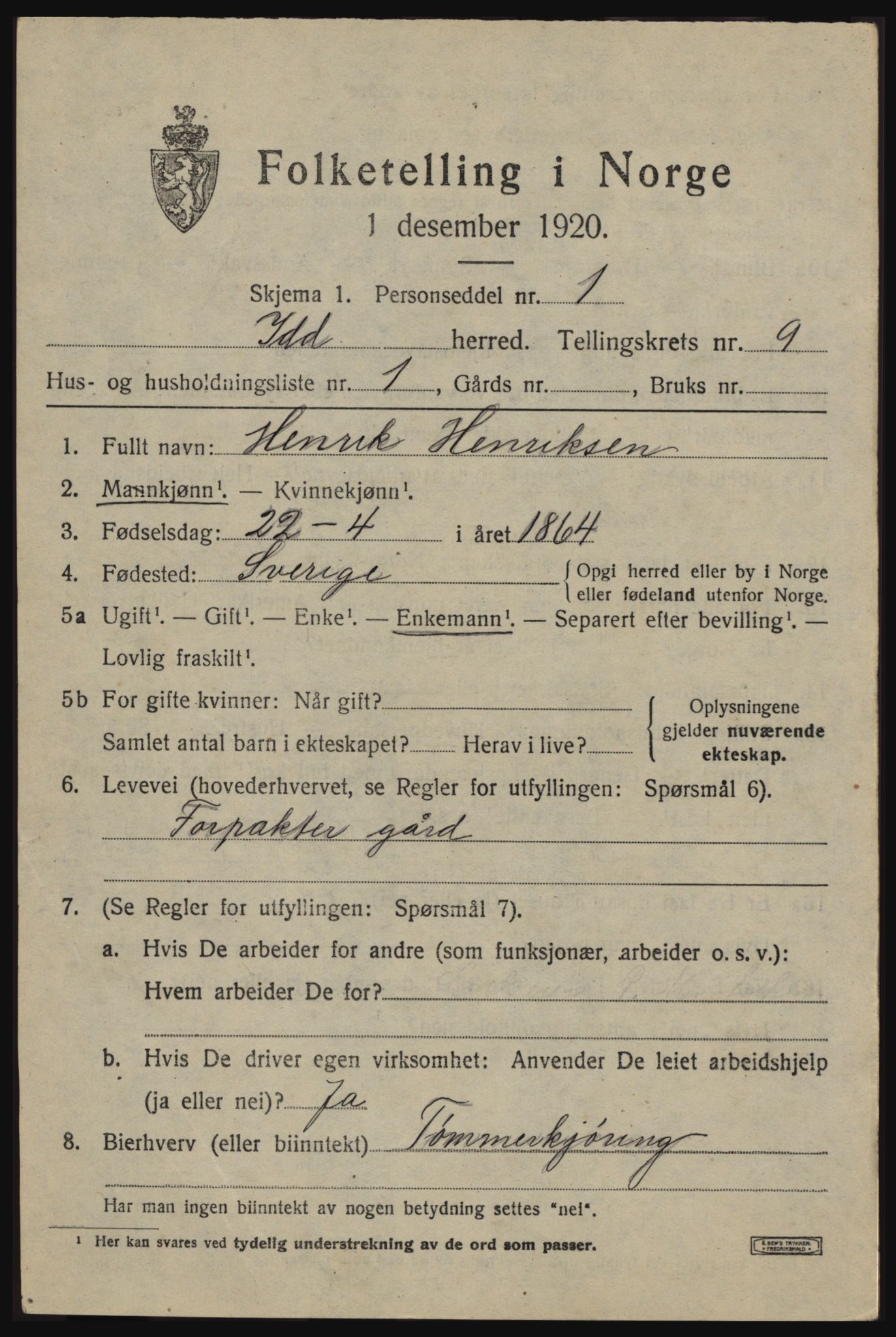 SAO, 1920 census for Idd, 1920, p. 10085