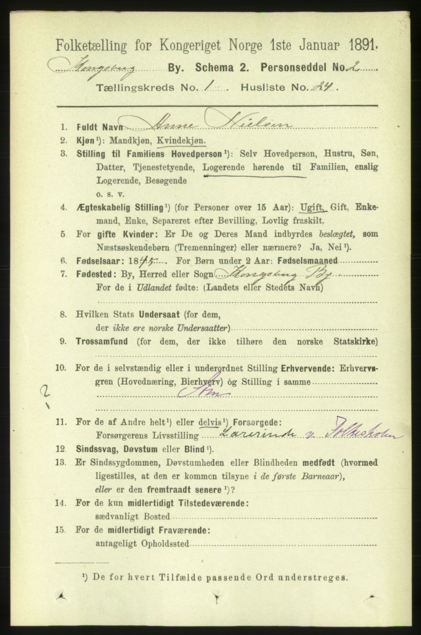 RA, 1891 census for 0604 Kongsberg, 1891, p. 1806