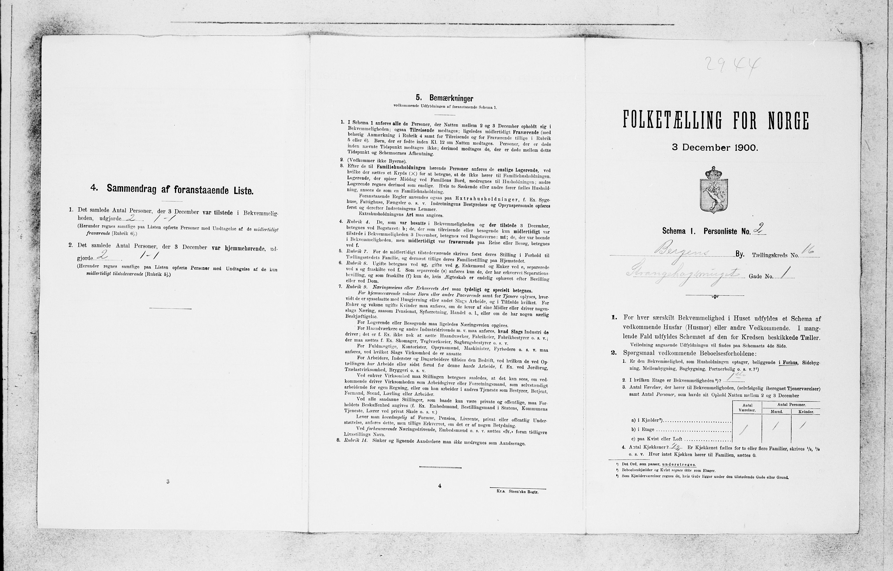 SAB, 1900 census for Bergen, 1900, p. 2939