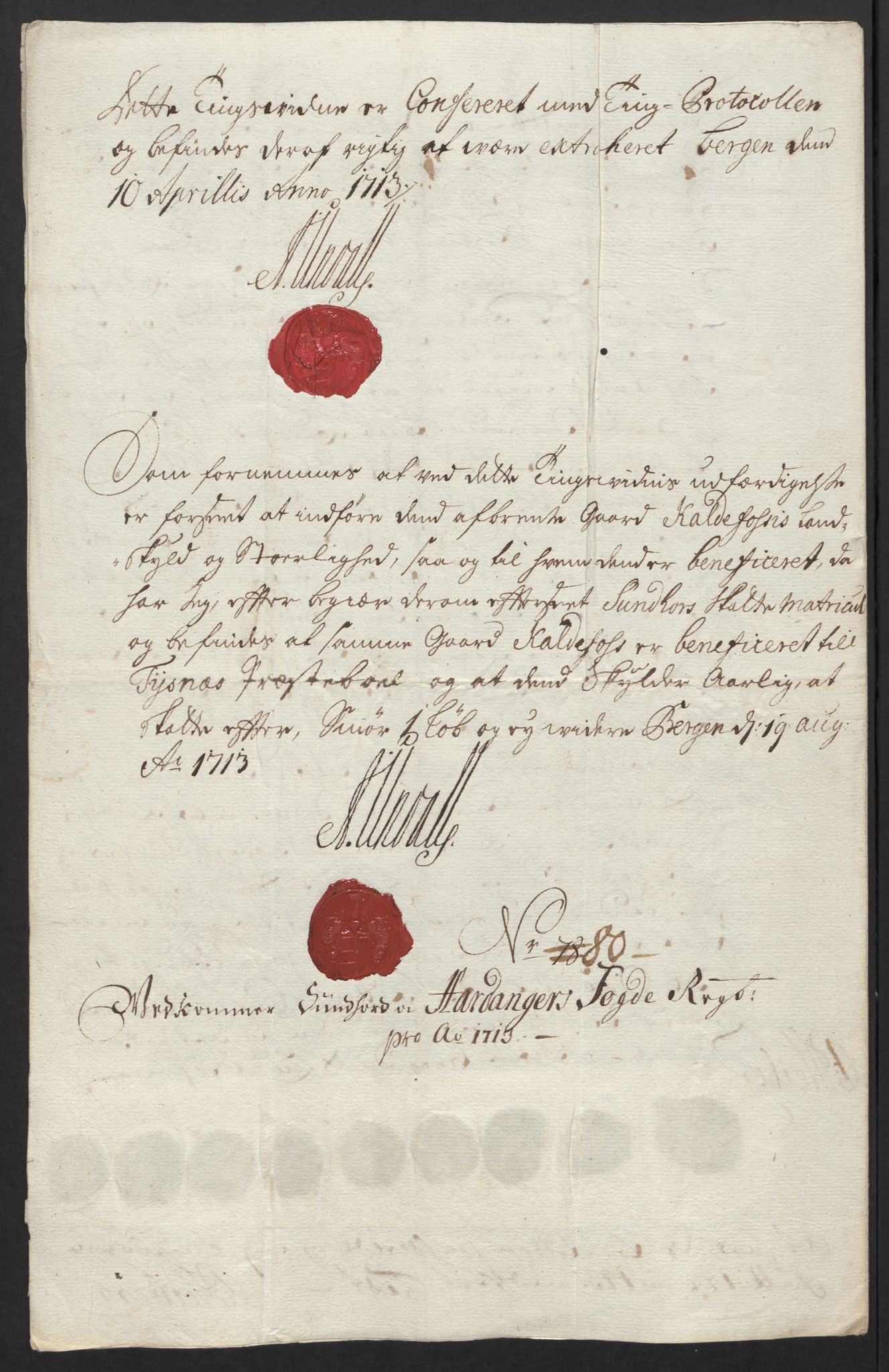 Rentekammeret inntil 1814, Reviderte regnskaper, Fogderegnskap, AV/RA-EA-4092/R48/L2989: Fogderegnskap Sunnhordland og Hardanger, 1713, p. 413