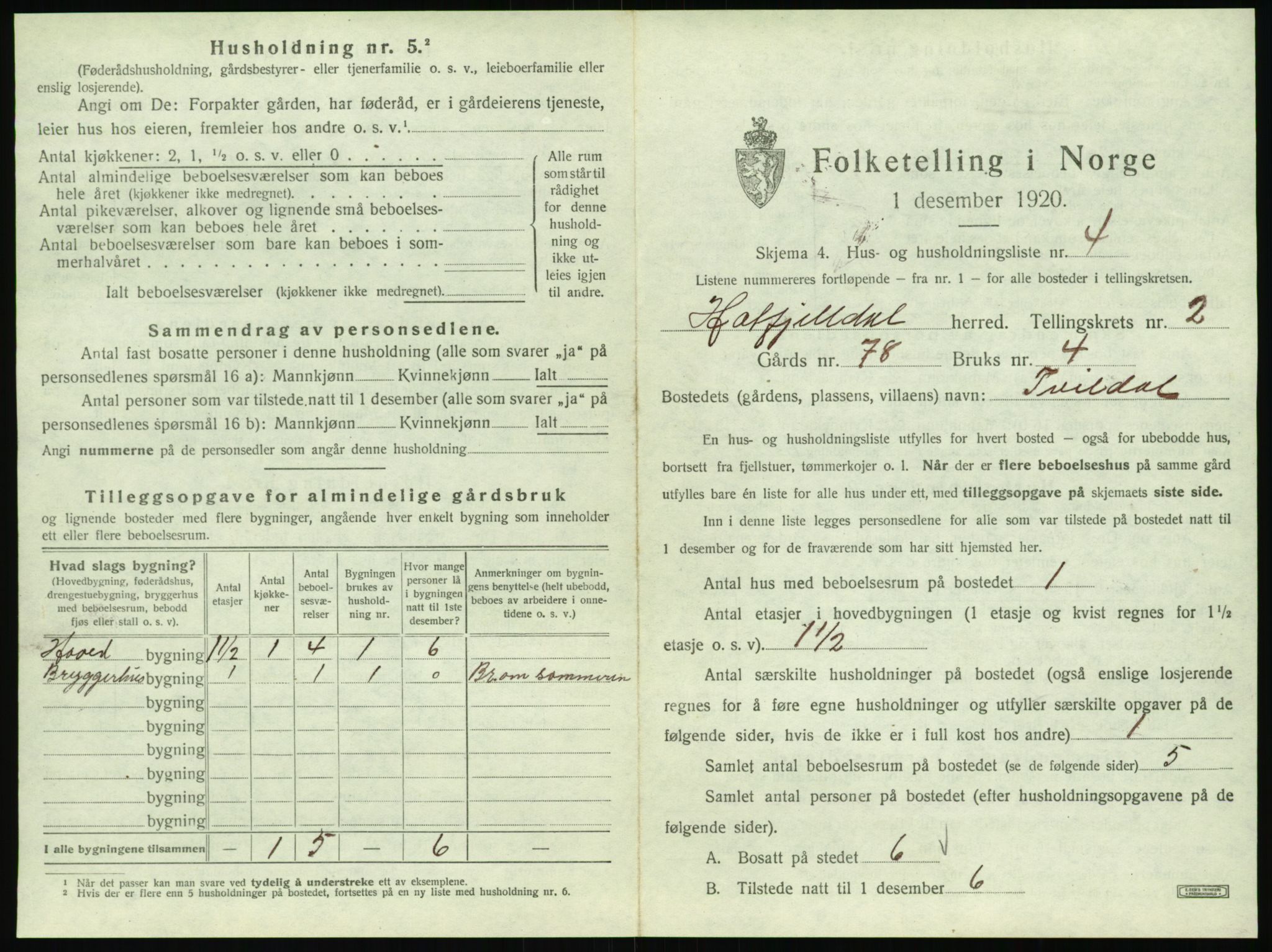 SAT, 1920 census for Hattfjelldal, 1920, p. 86