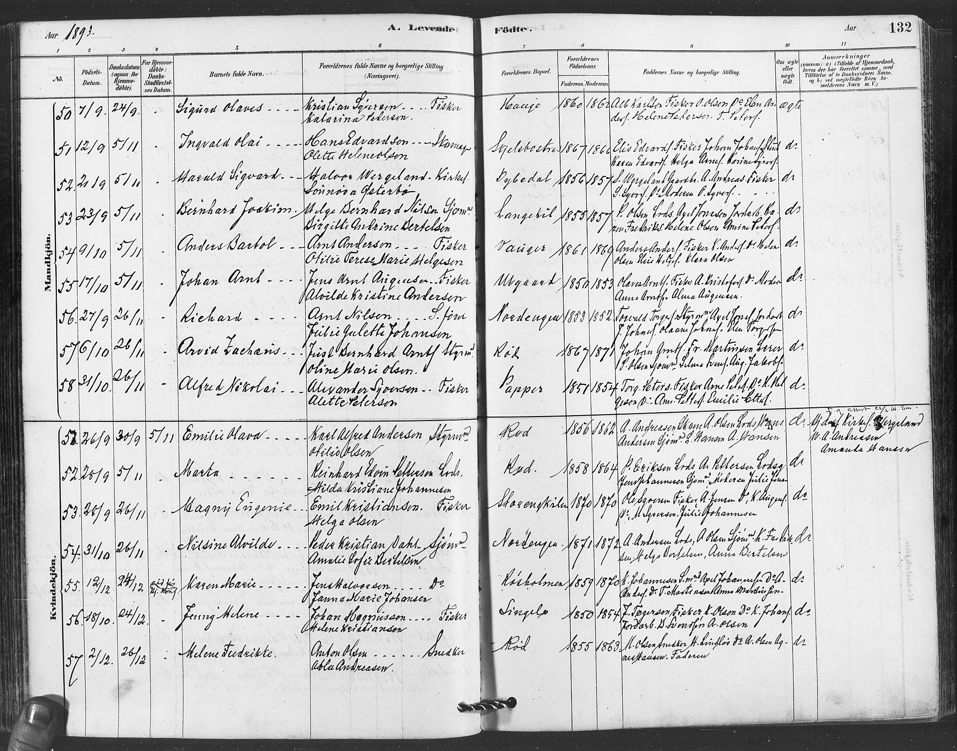 Hvaler prestekontor Kirkebøker, SAO/A-2001/F/Fa/L0008: Parish register (official) no. I 8, 1878-1895, p. 132