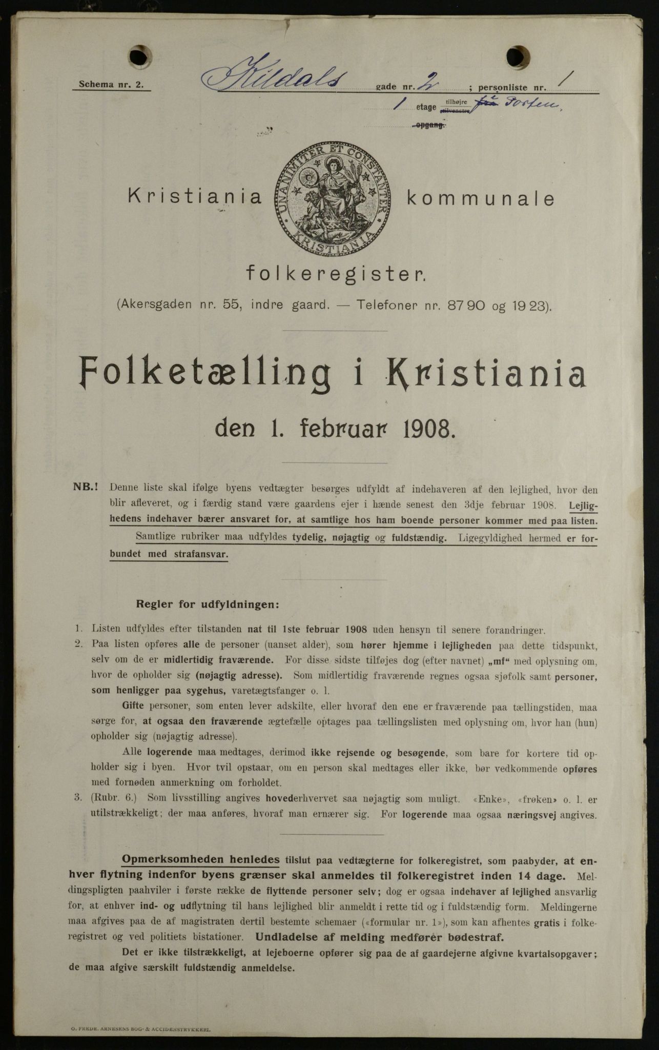 OBA, Municipal Census 1908 for Kristiania, 1908, p. 44280