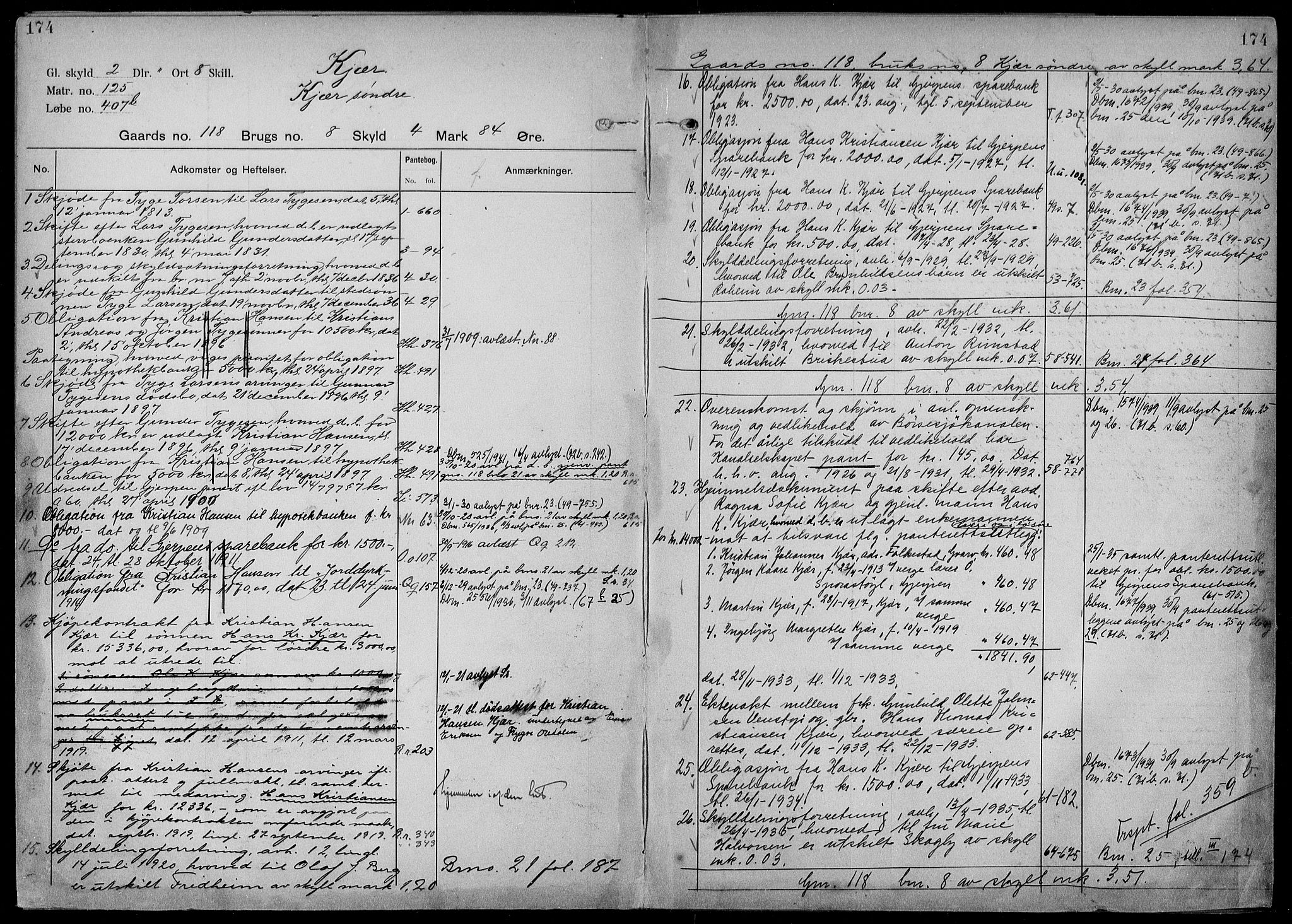 Gjerpen sorenskriveri, AV/SAKO-A-216/G/Gb/Gbd/L0004a: Mortgage register no. IV 4a, p. 174