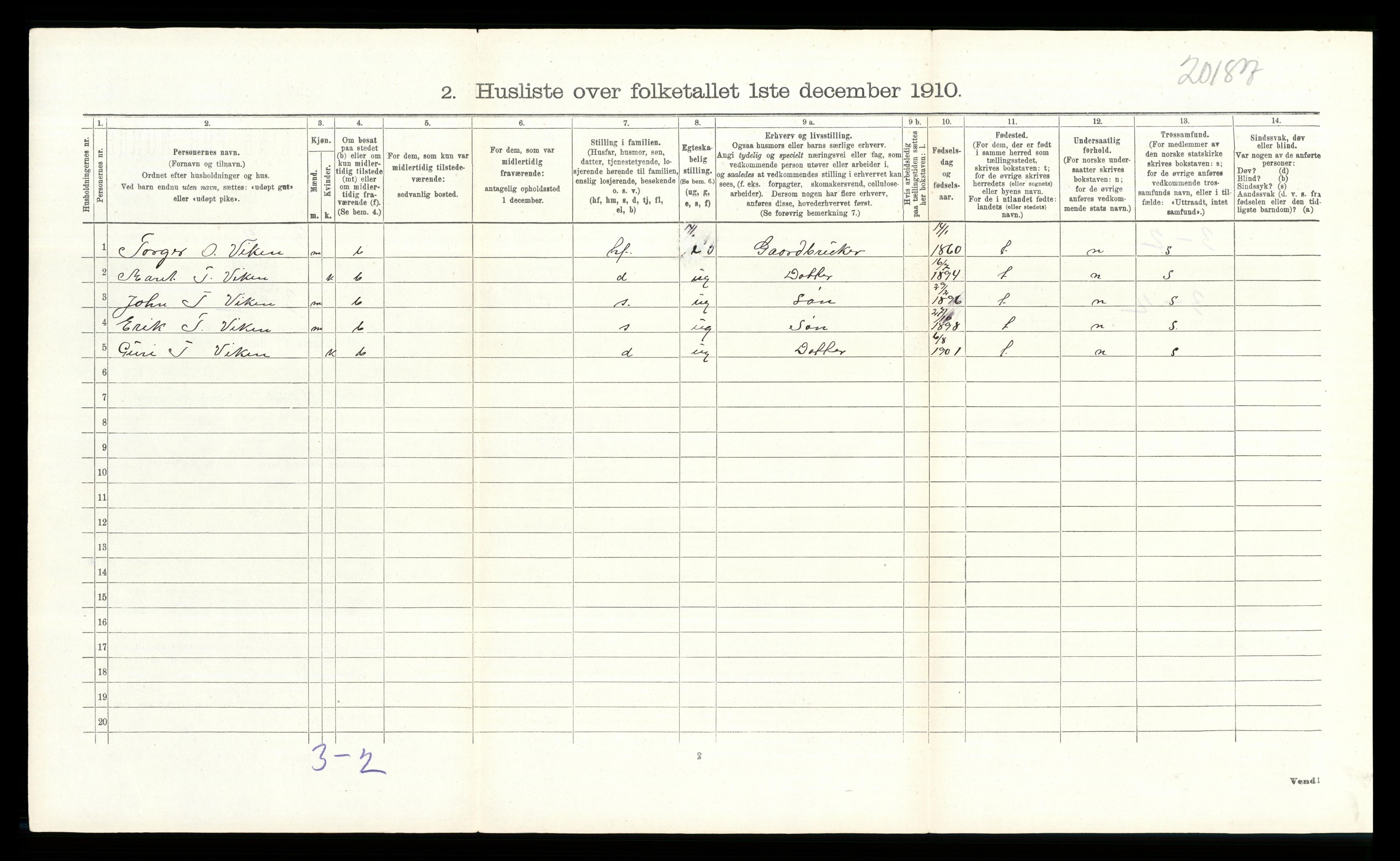 RA, 1910 census for Øystre Slidre, 1910, p. 761