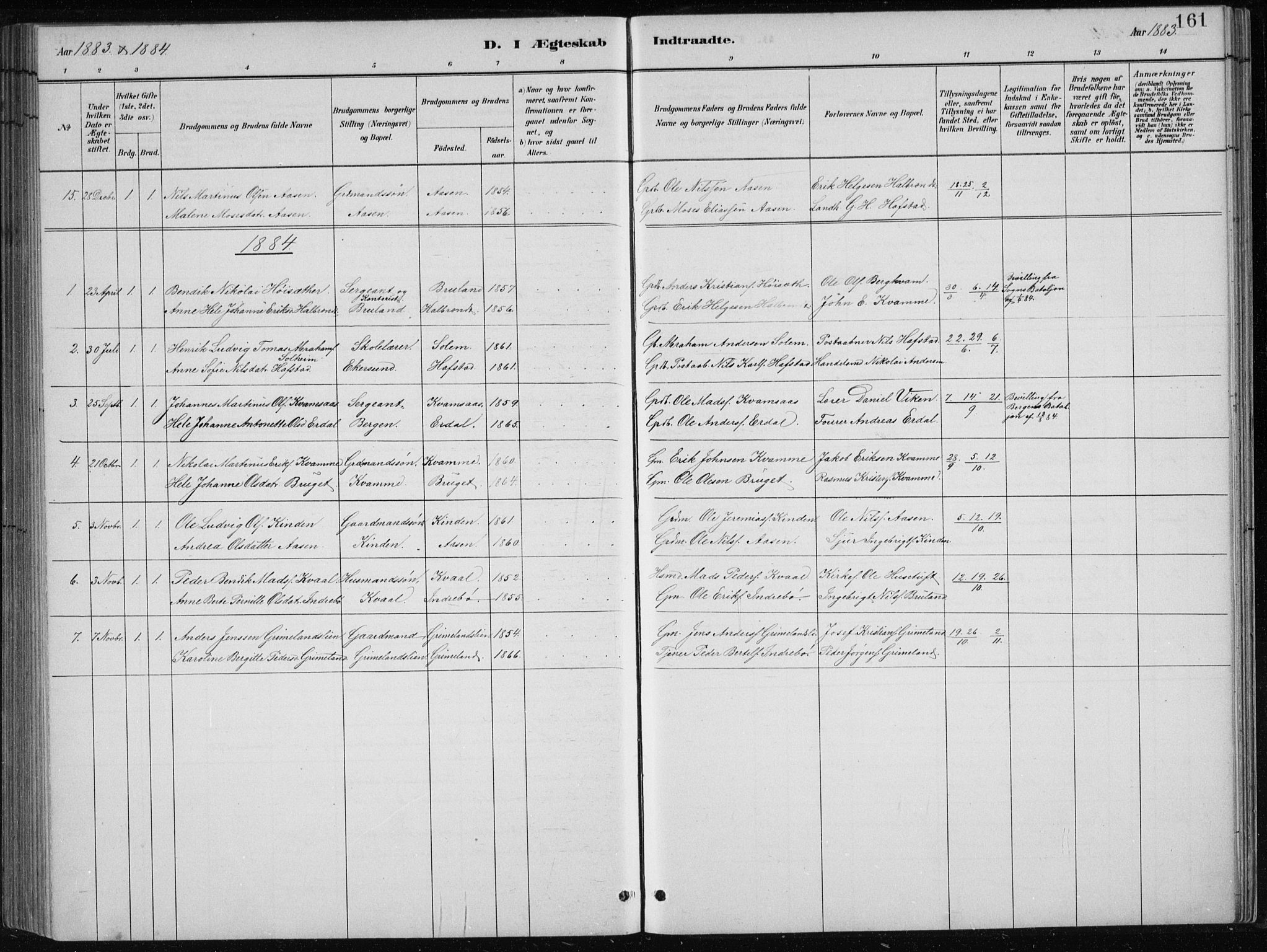 Førde sokneprestembete, SAB/A-79901/H/Hab/Haba/L0002: Parish register (copy) no. A 2, 1881-1898, p. 161