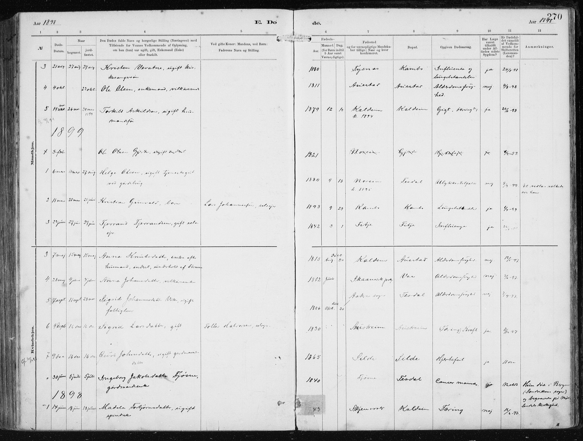 Etne sokneprestembete, SAB/A-75001/H/Haa: Parish register (official) no. B  1, 1879-1919, p. 270