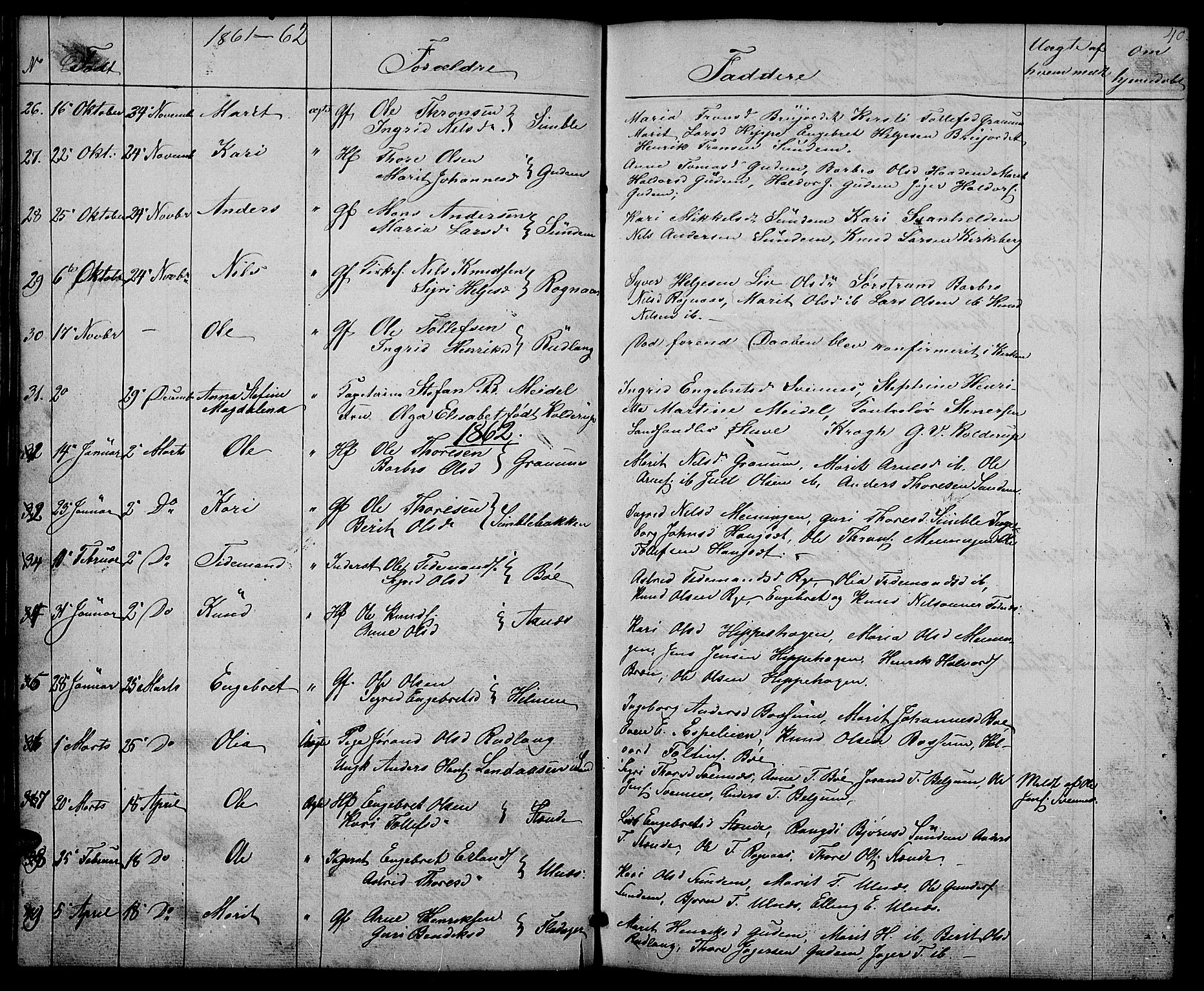 Nord-Aurdal prestekontor, AV/SAH-PREST-132/H/Ha/Hab/L0004: Parish register (copy) no. 4, 1842-1882, p. 40