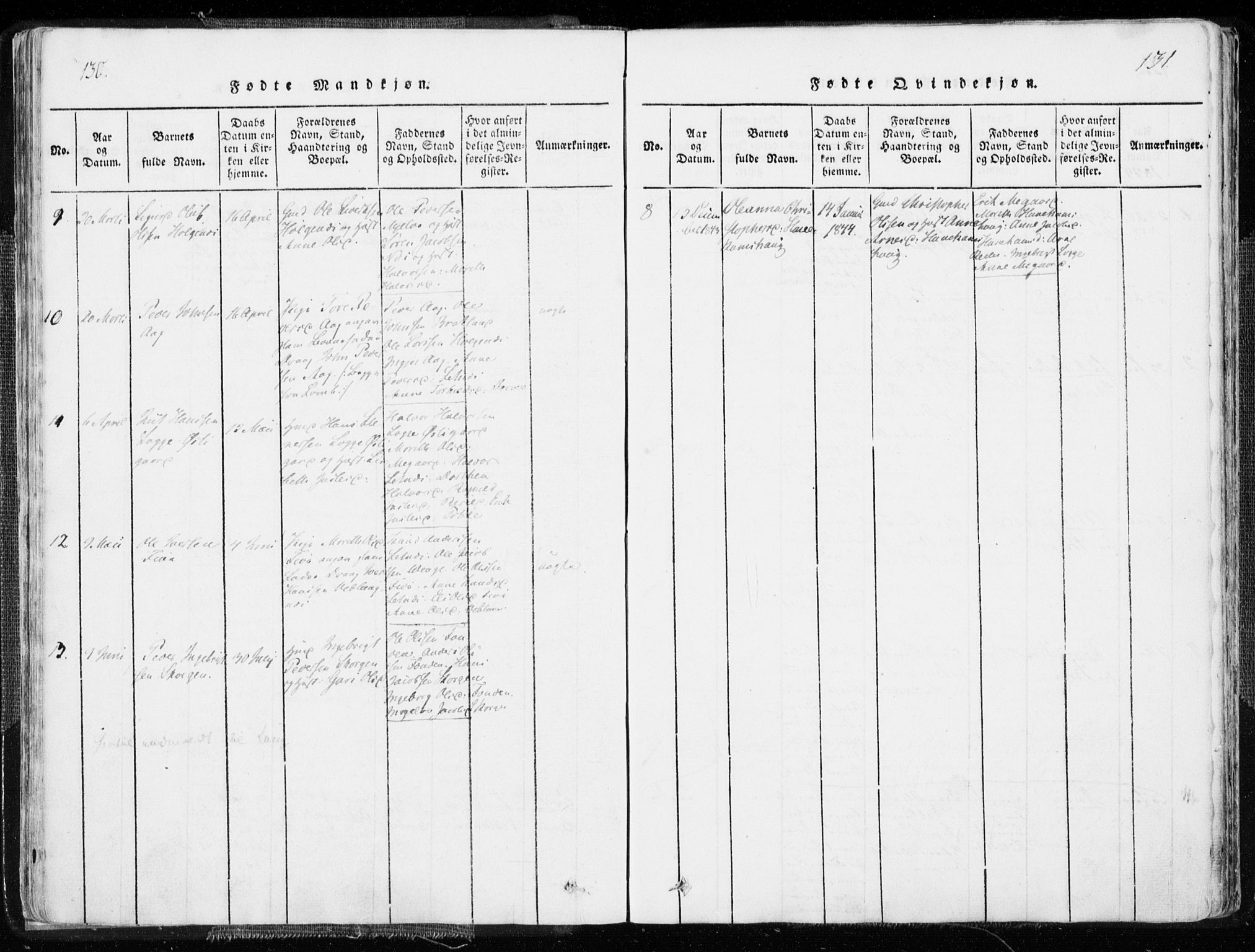 Ministerialprotokoller, klokkerbøker og fødselsregistre - Møre og Romsdal, SAT/A-1454/544/L0571: Parish register (official) no. 544A04, 1818-1853, p. 130-131