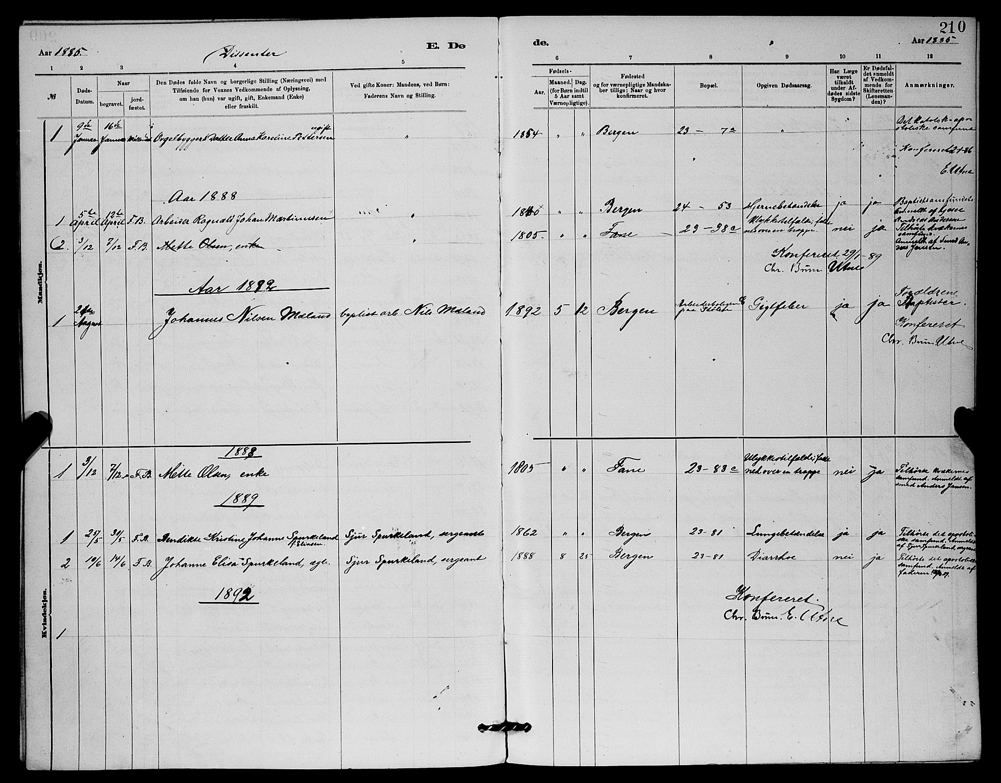 Mariakirken Sokneprestembete, AV/SAB-A-76901/H/Hab/L0004: Parish register (copy) no. A 4, 1878-1892, p. 210