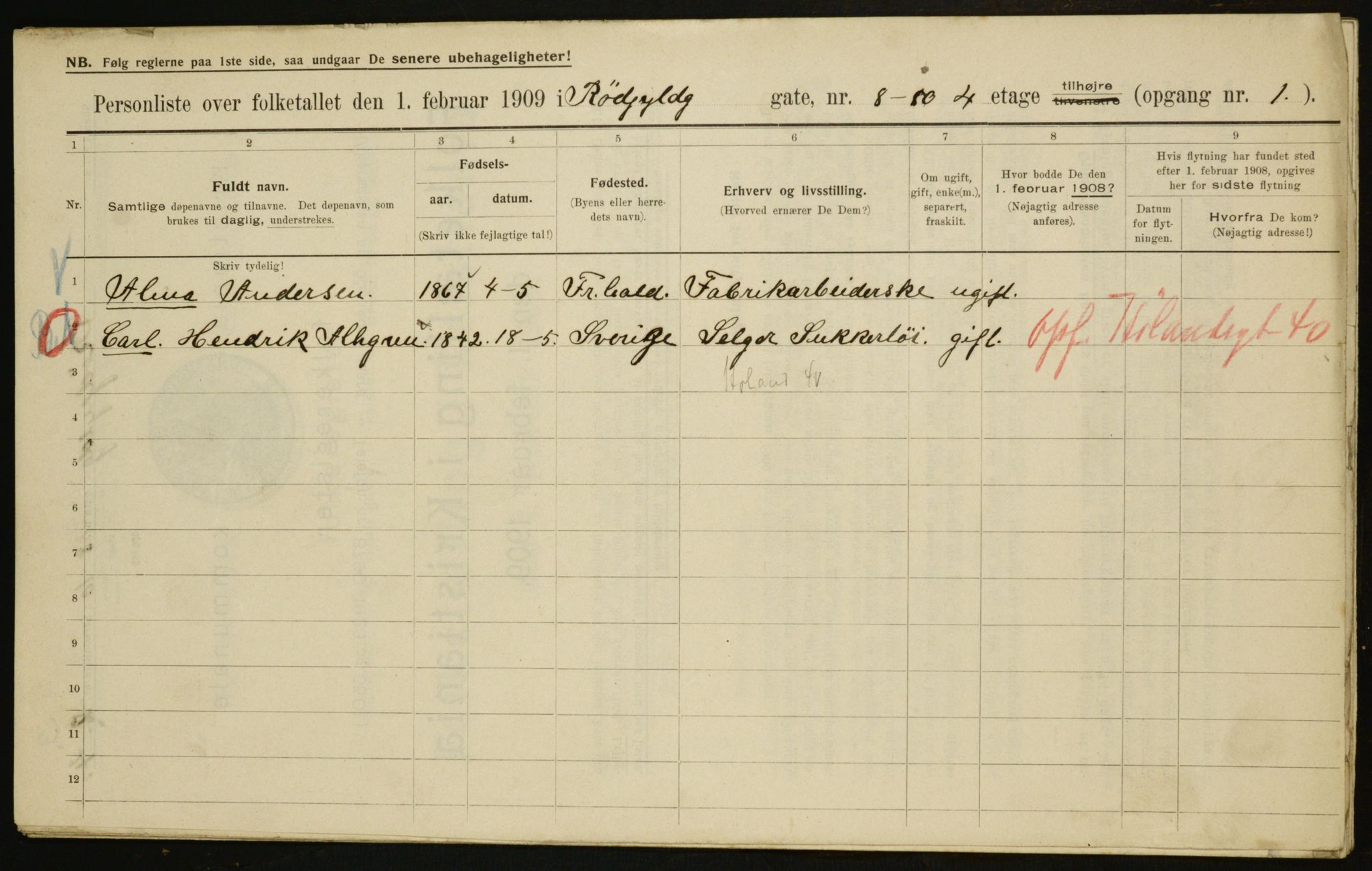 OBA, Municipal Census 1909 for Kristiania, 1909, p. 77980