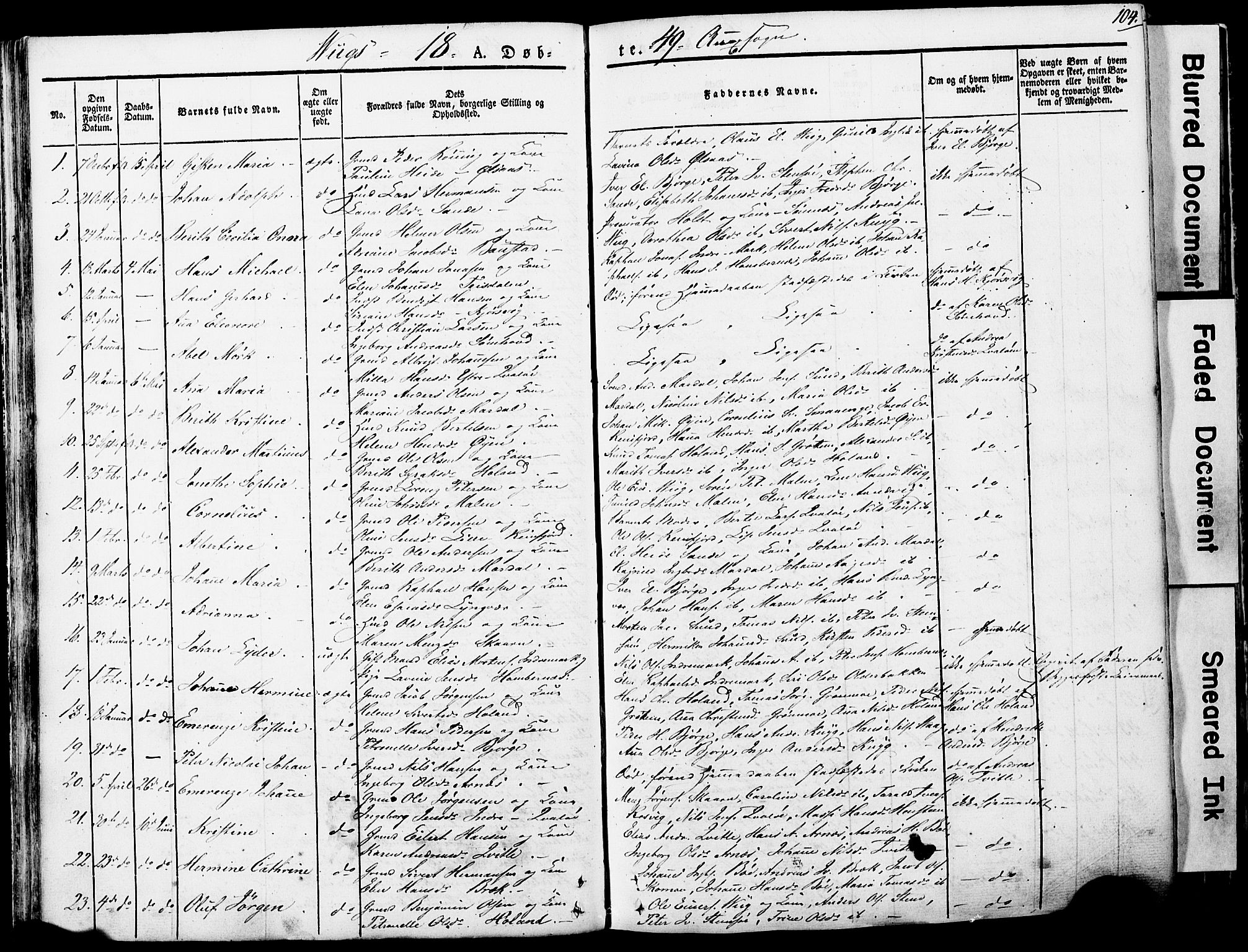 Ministerialprotokoller, klokkerbøker og fødselsregistre - Nordland, AV/SAT-A-1459/812/L0176: Parish register (official) no. 812A05, 1834-1874, p. 104