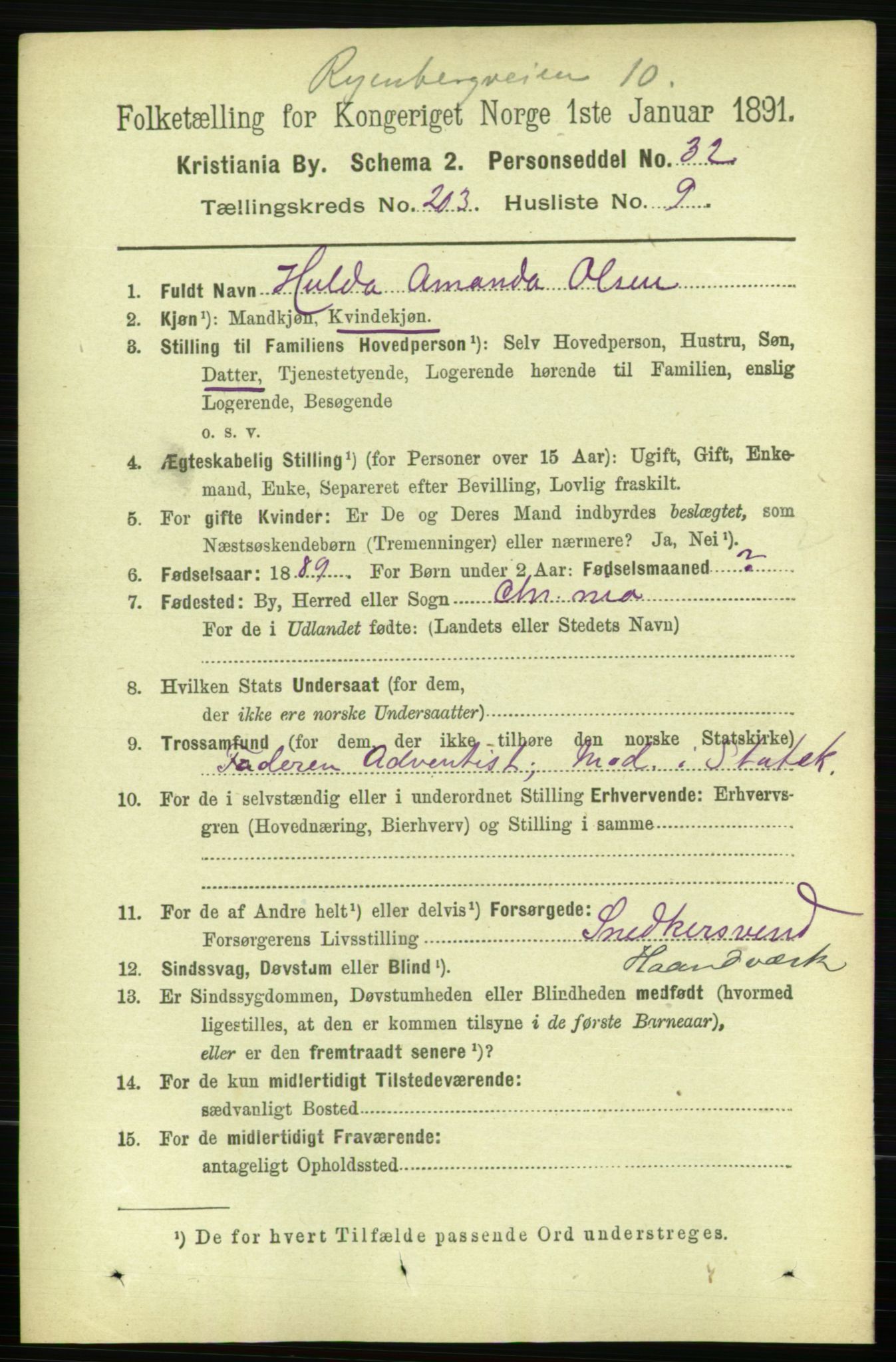 RA, 1891 census for 0301 Kristiania, 1891, p. 122226