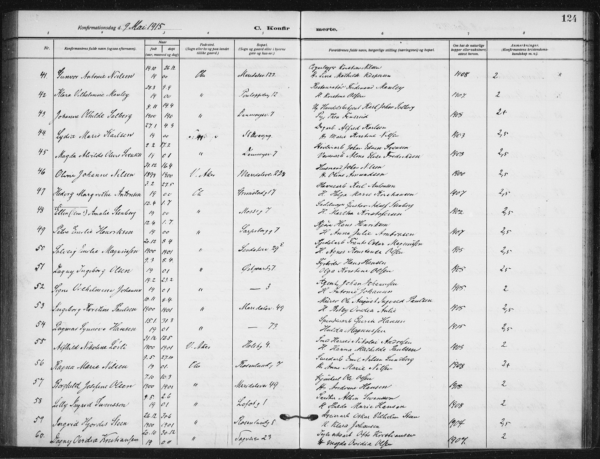 Sagene prestekontor Kirkebøker, AV/SAO-A-10796/F/L0008: Parish register (official) no. 8, 1910-1919, p. 124