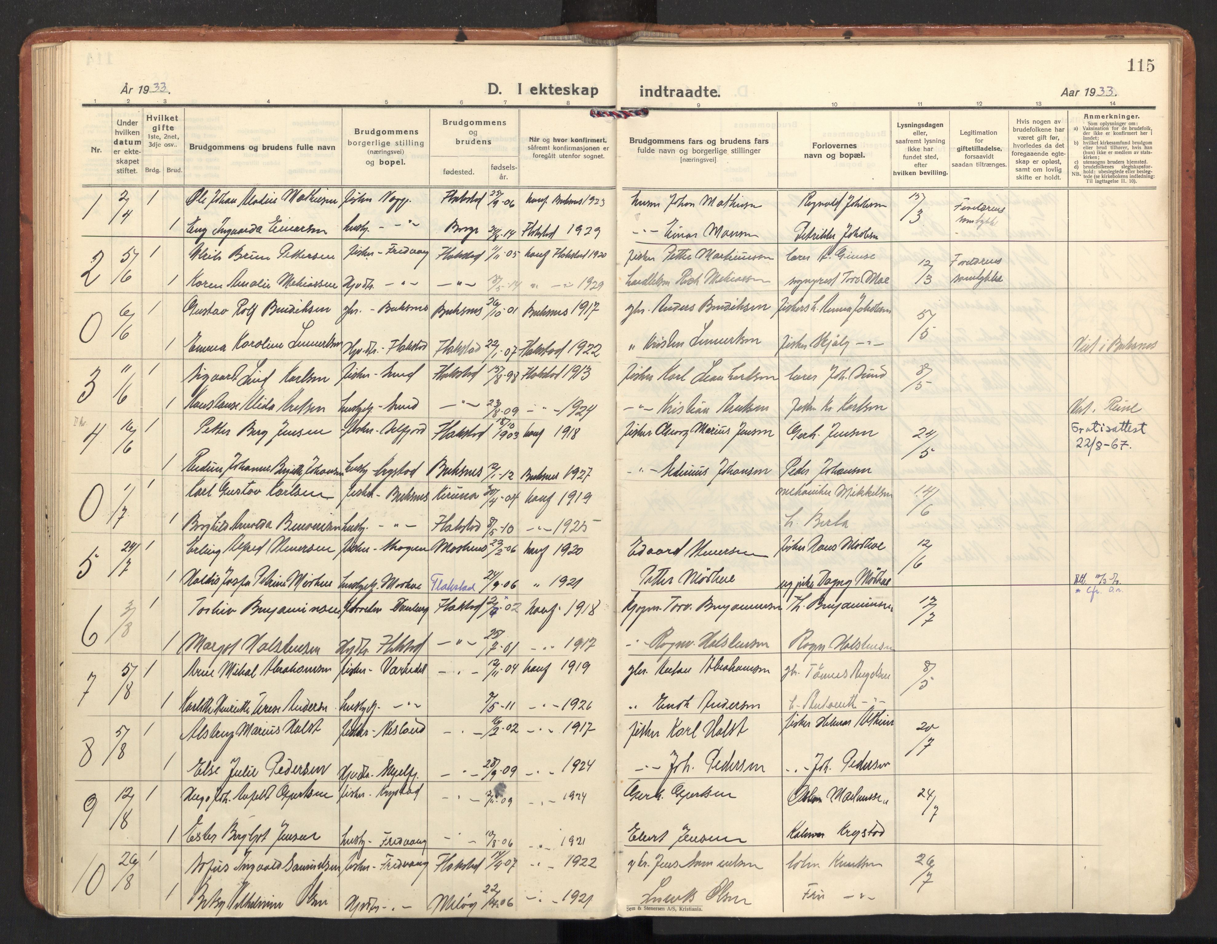 Ministerialprotokoller, klokkerbøker og fødselsregistre - Nordland, SAT/A-1459/885/L1211: Parish register (official) no. 885A11, 1927-1938, p. 115