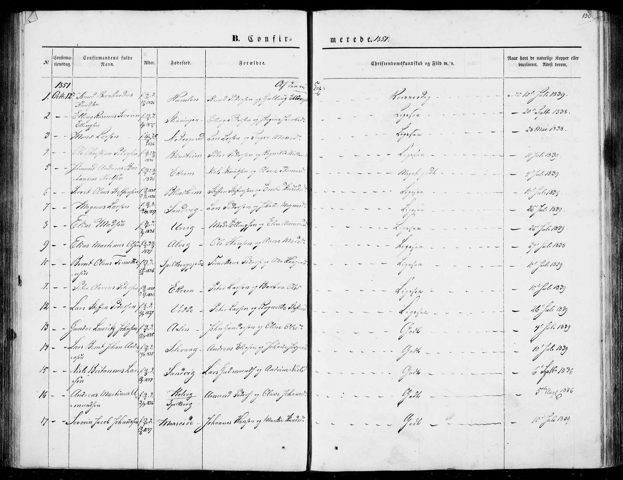 Ministerialprotokoller, klokkerbøker og fødselsregistre - Møre og Romsdal, AV/SAT-A-1454/528/L0397: Parish register (official) no. 528A08, 1848-1858, p. 150