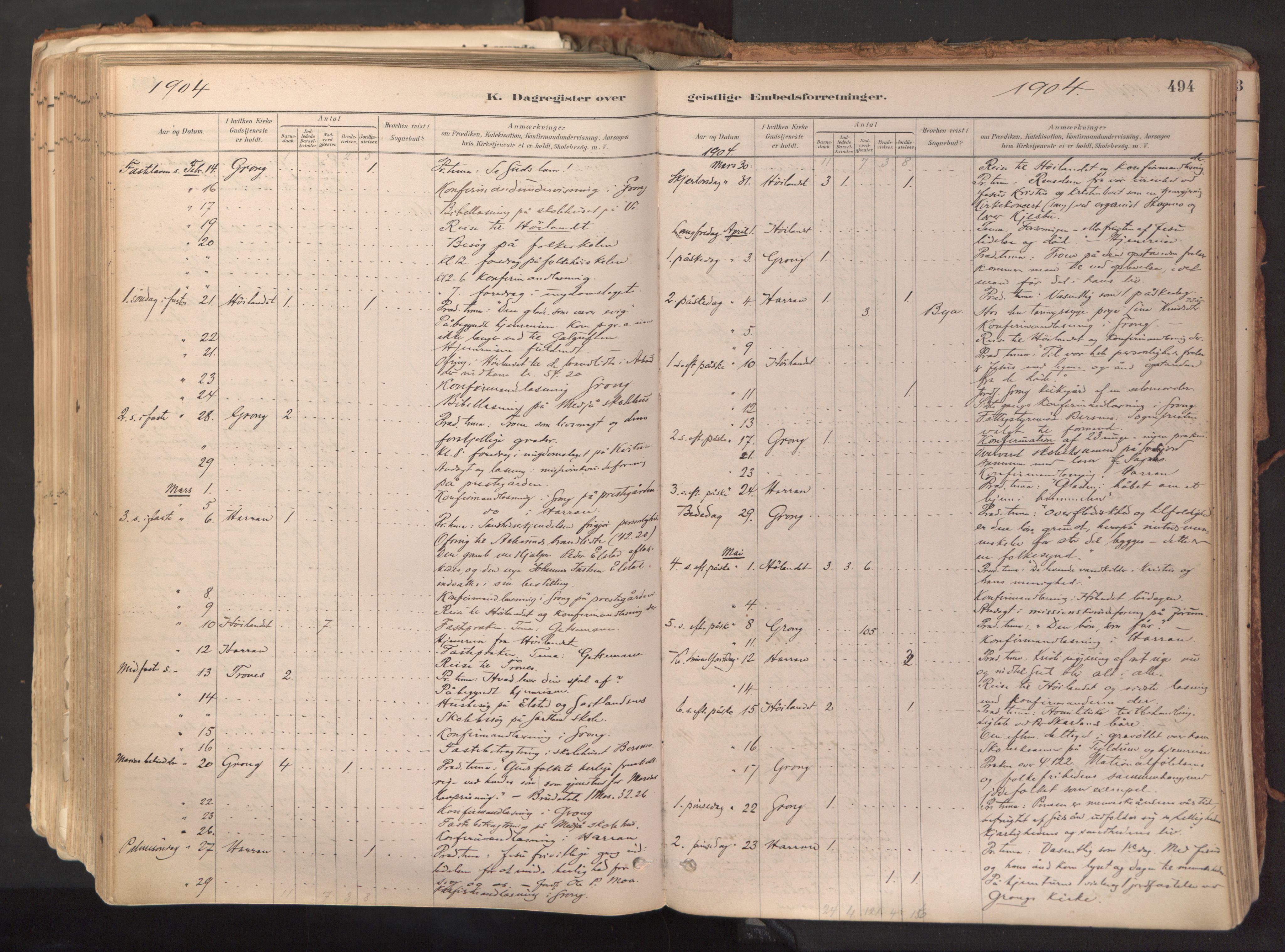 Ministerialprotokoller, klokkerbøker og fødselsregistre - Nord-Trøndelag, AV/SAT-A-1458/758/L0519: Parish register (official) no. 758A04, 1880-1926, p. 494