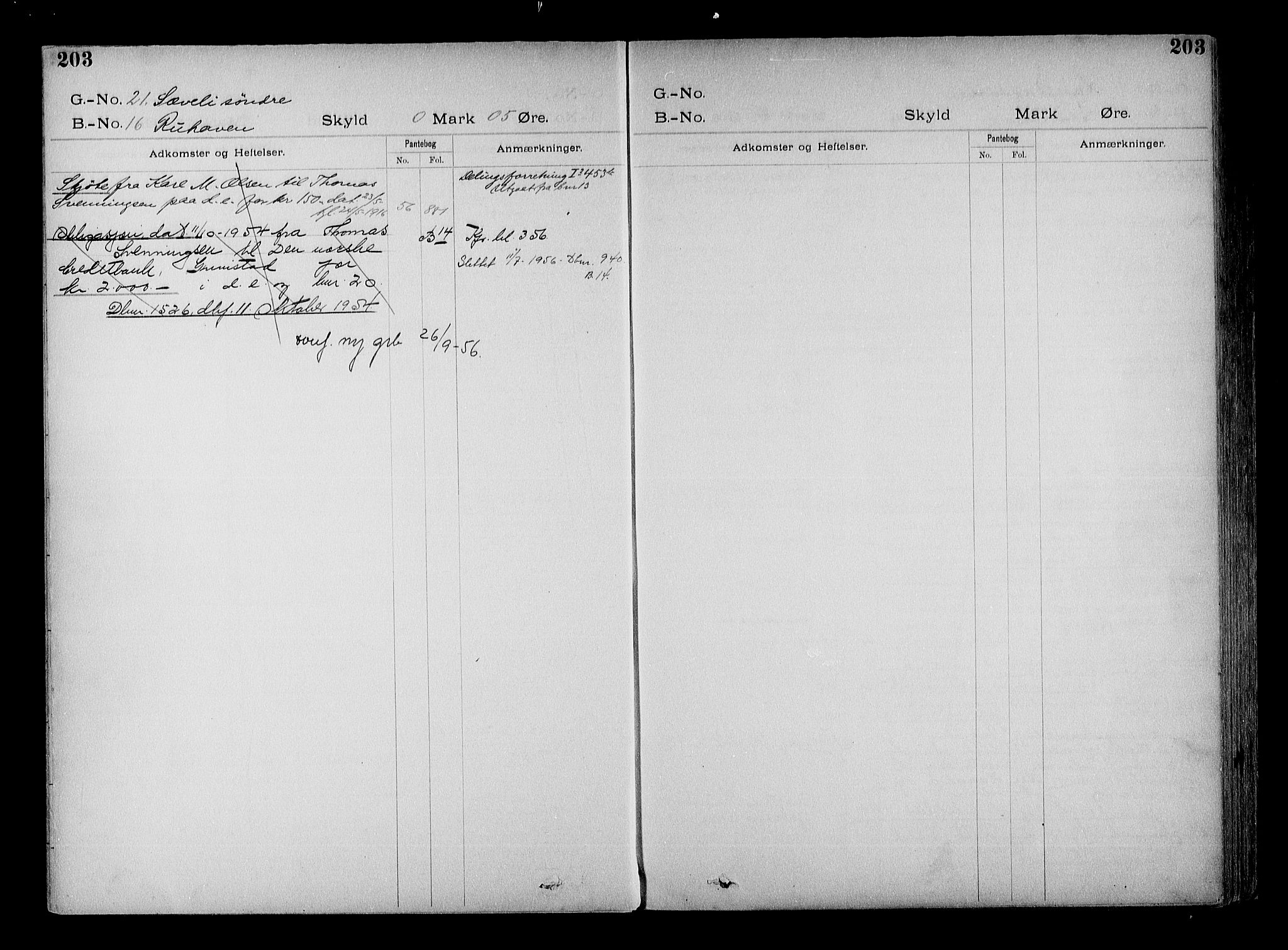 Vestre Nedenes/Sand sorenskriveri, SAK/1221-0010/G/Ga/L0022: Mortgage register no. 15, 1899-1957, p. 203